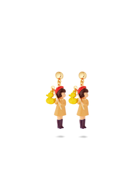 Little Girl And Hook A Duck Earrings