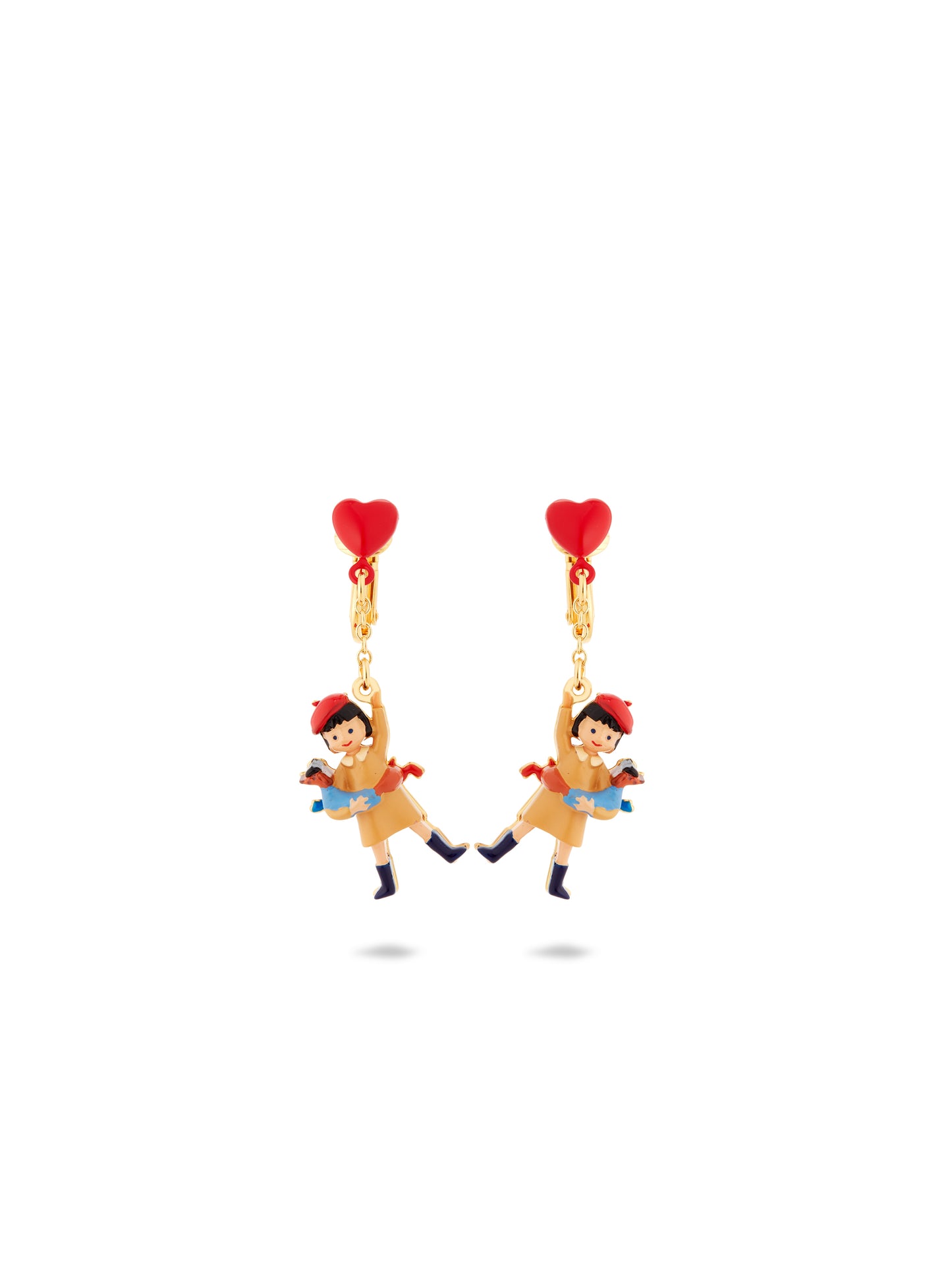 Little Girl, Dachshund And Inflatable Heart Balloon Earrings