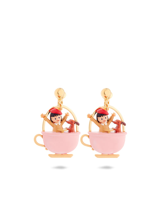 Little Girl And Dachshund On A Merry-Go-Round Earrings