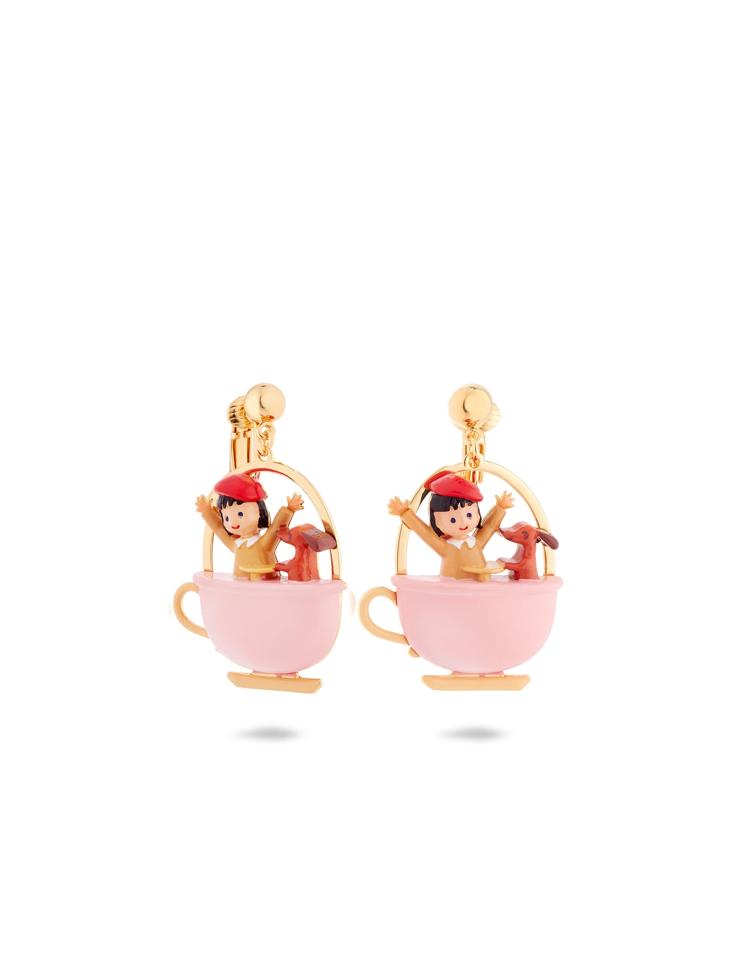 Little Girl And Dachshund On A Merry-Go-Round Earrings | auto1061