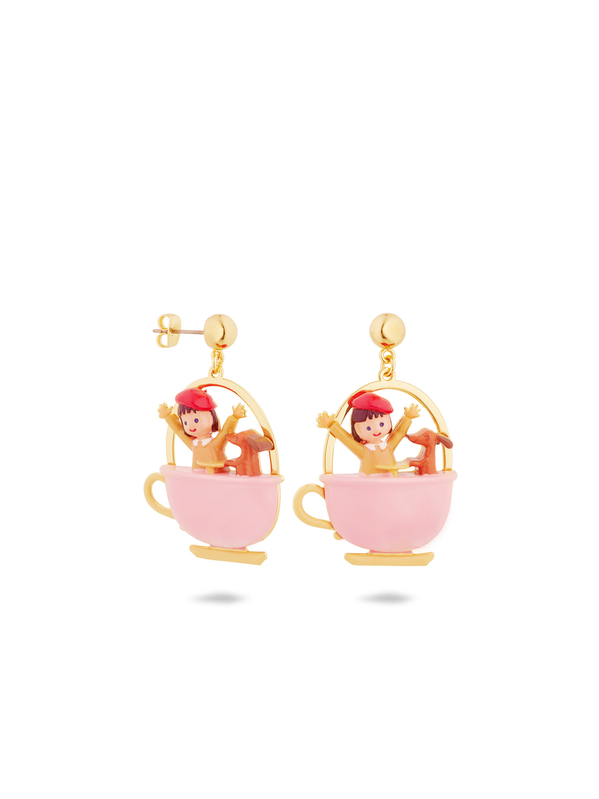 Little Girl And Dachshund On A Merry-Go-Round Earrings | auto1061