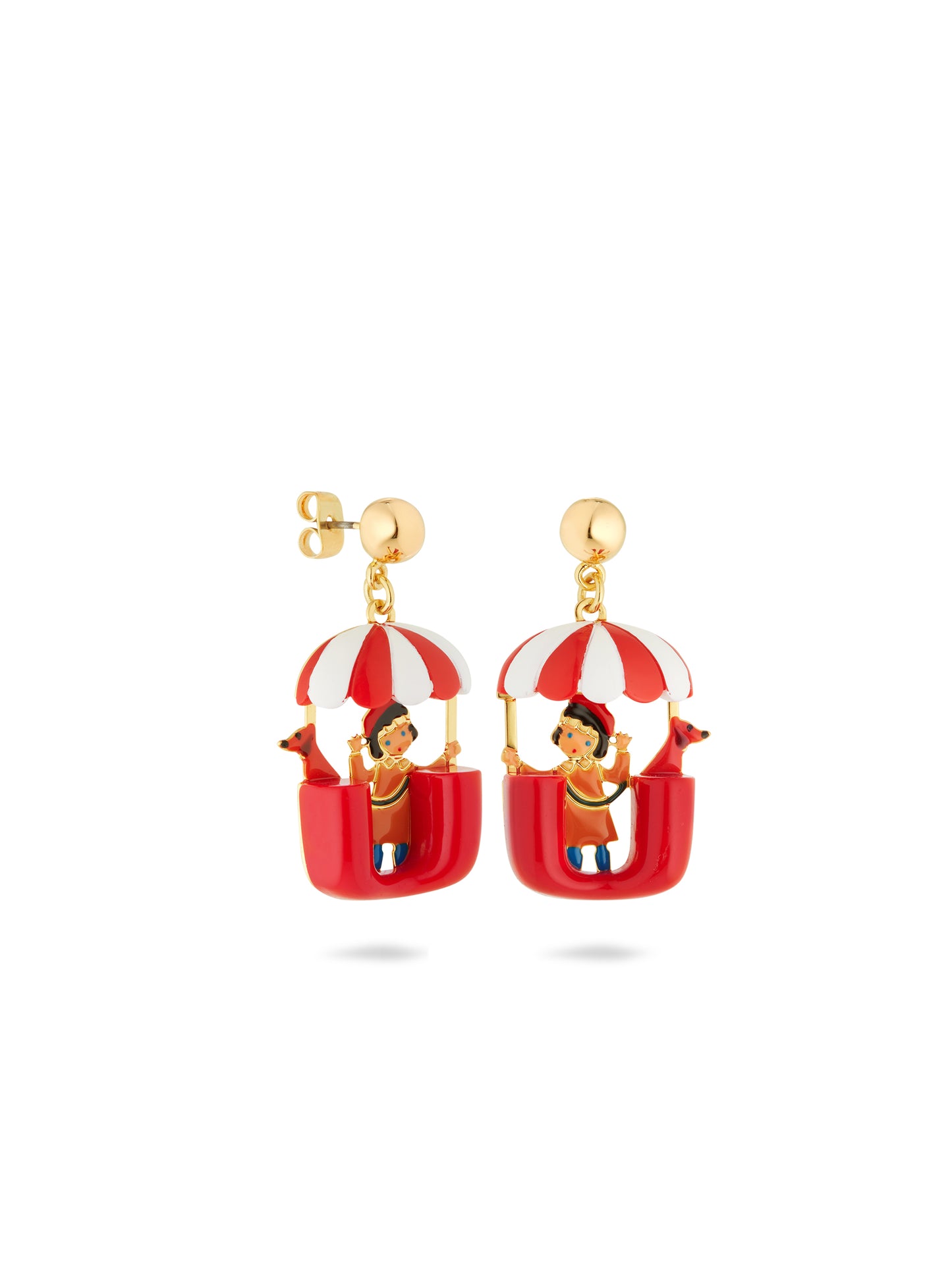 Little Girl And Dachshund On A Ferris Wheel Earrings | auto1081