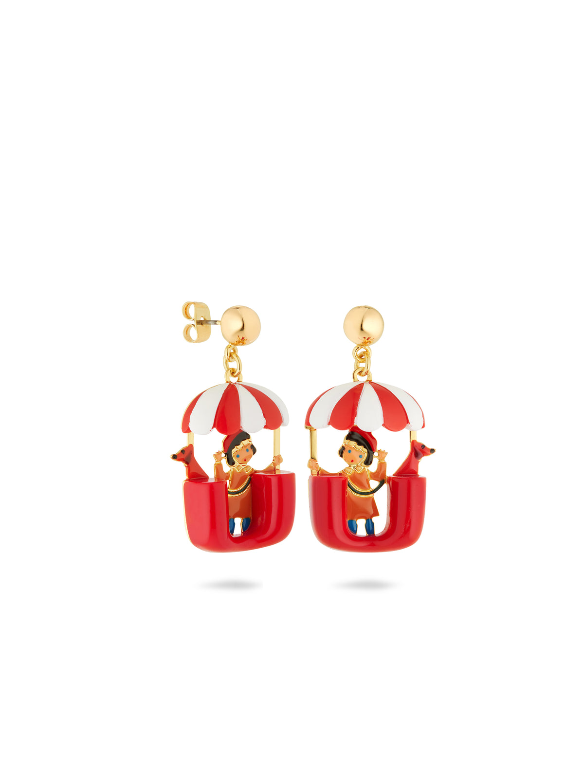 Little Girl And Dachshund On A Ferris Wheel Earrings | auto1081