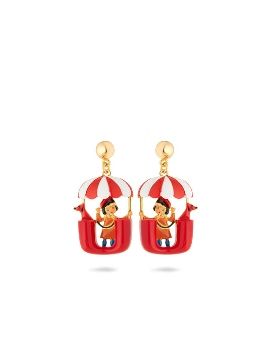 Little Girl And Dachshund On A Ferris Wheel Earrings
