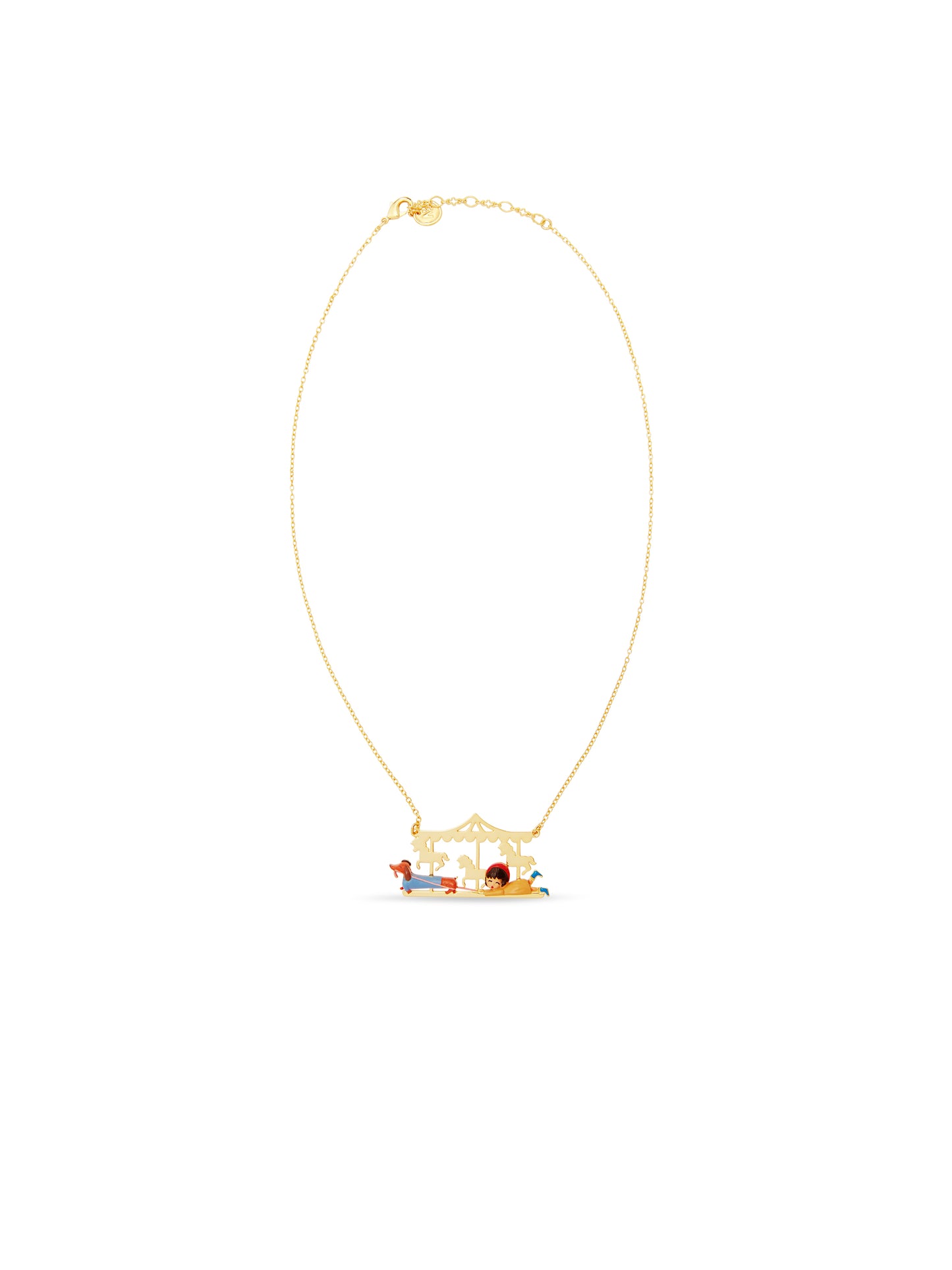 Little Girl And Dachshund Statement Necklace | auto3021