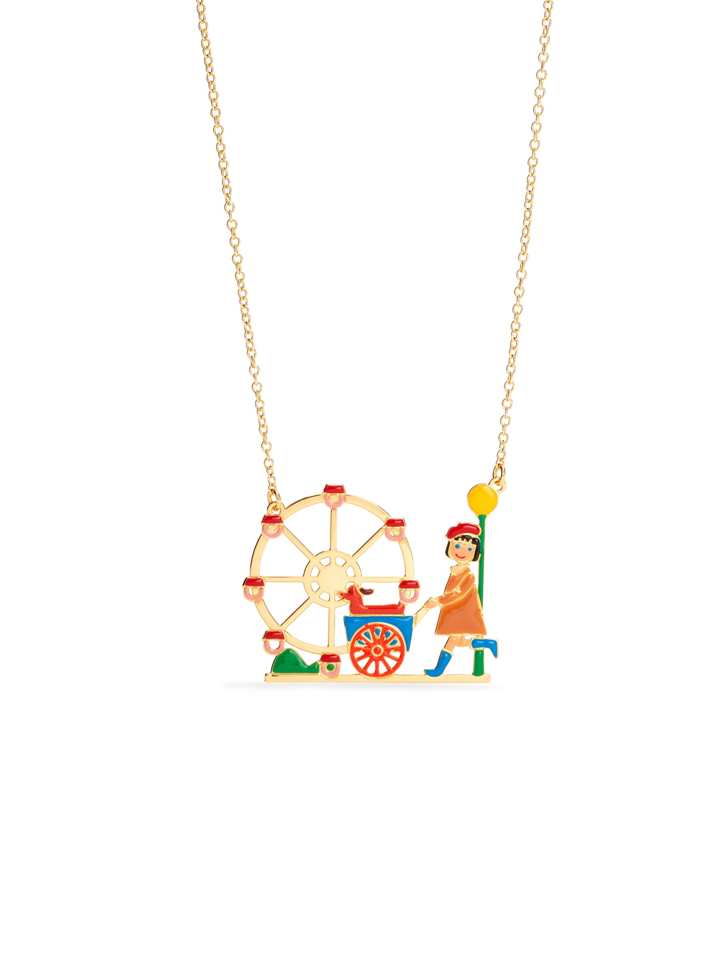 Little Girl And Dachshund At The Funfair Statement Necklace | auto3031