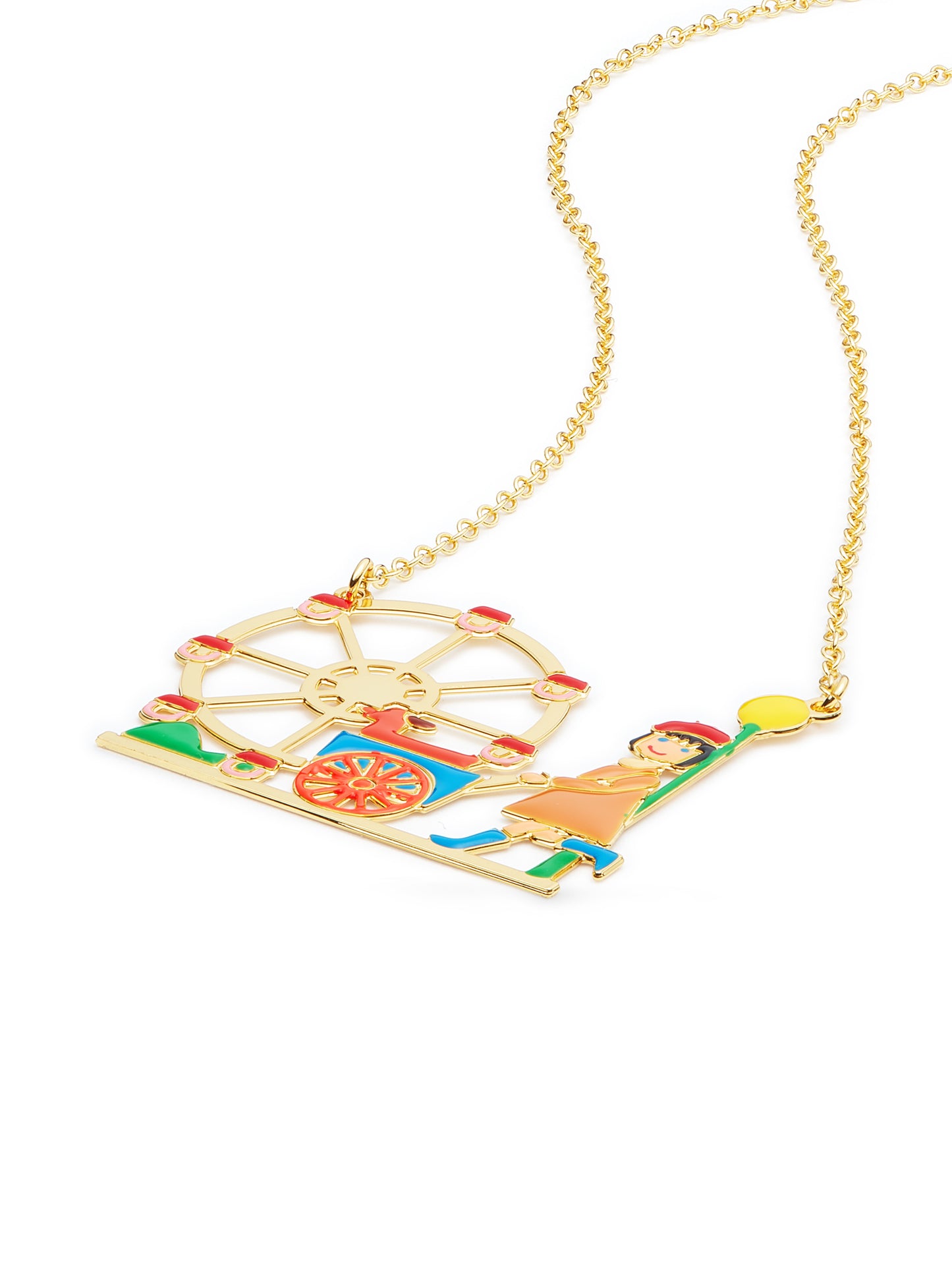 Little Girl And Dachshund At The Funfair Statement Necklace | auto3031