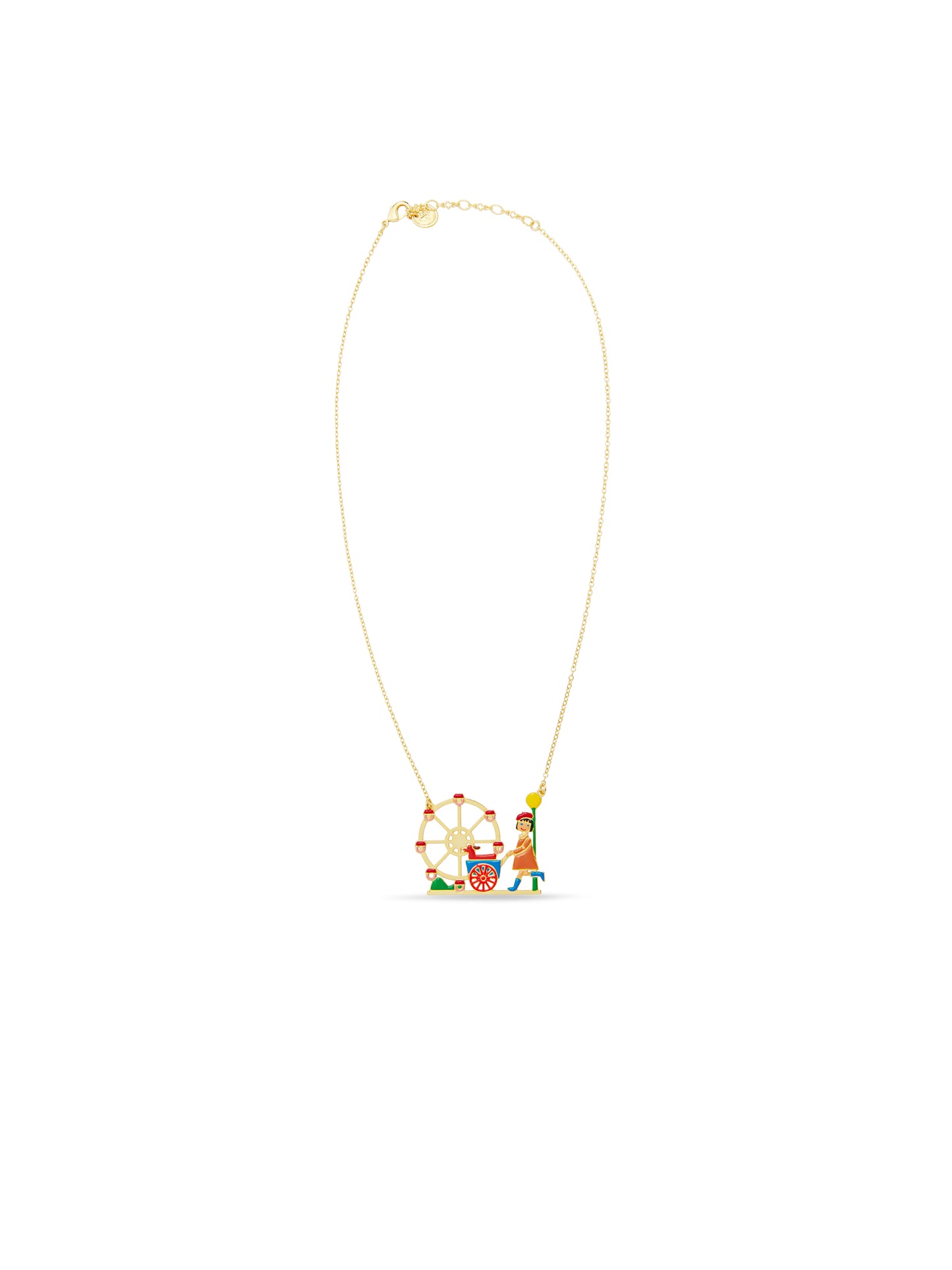 Little Girl And Dachshund At The Funfair Statement Necklace | auto3031