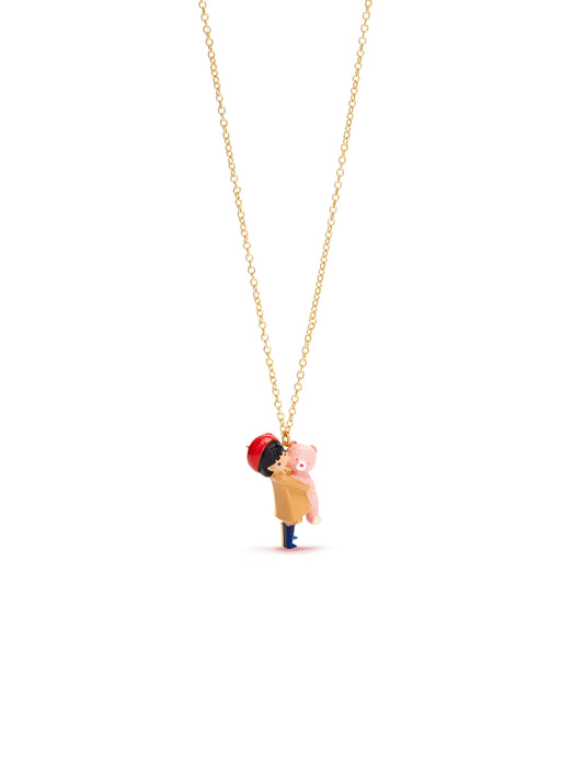 Little Girl And Teddy Bear Pendant Necklace | auto3061