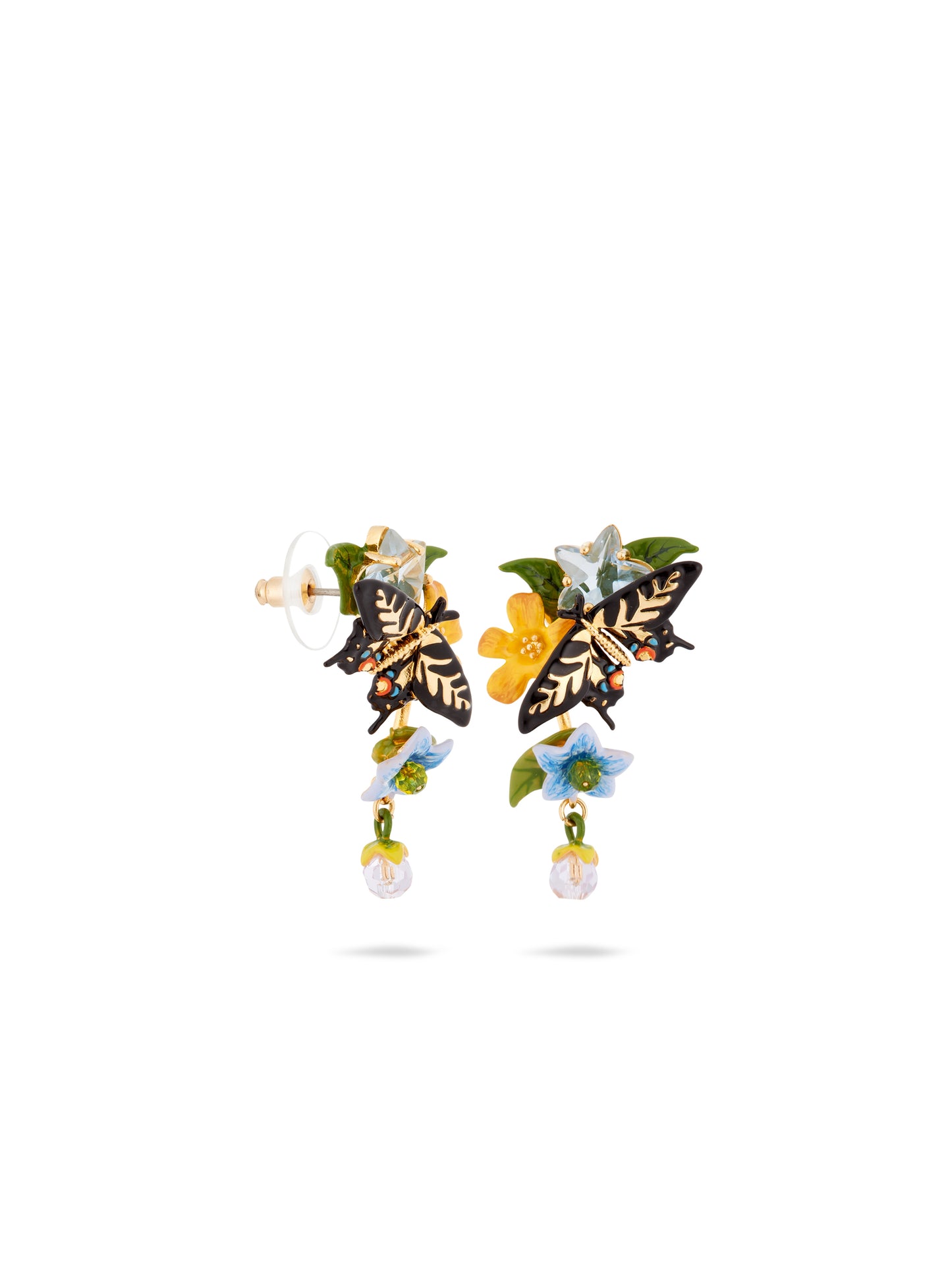 Butterfly, Flower And Hanging Pearl Earrings | autr1011