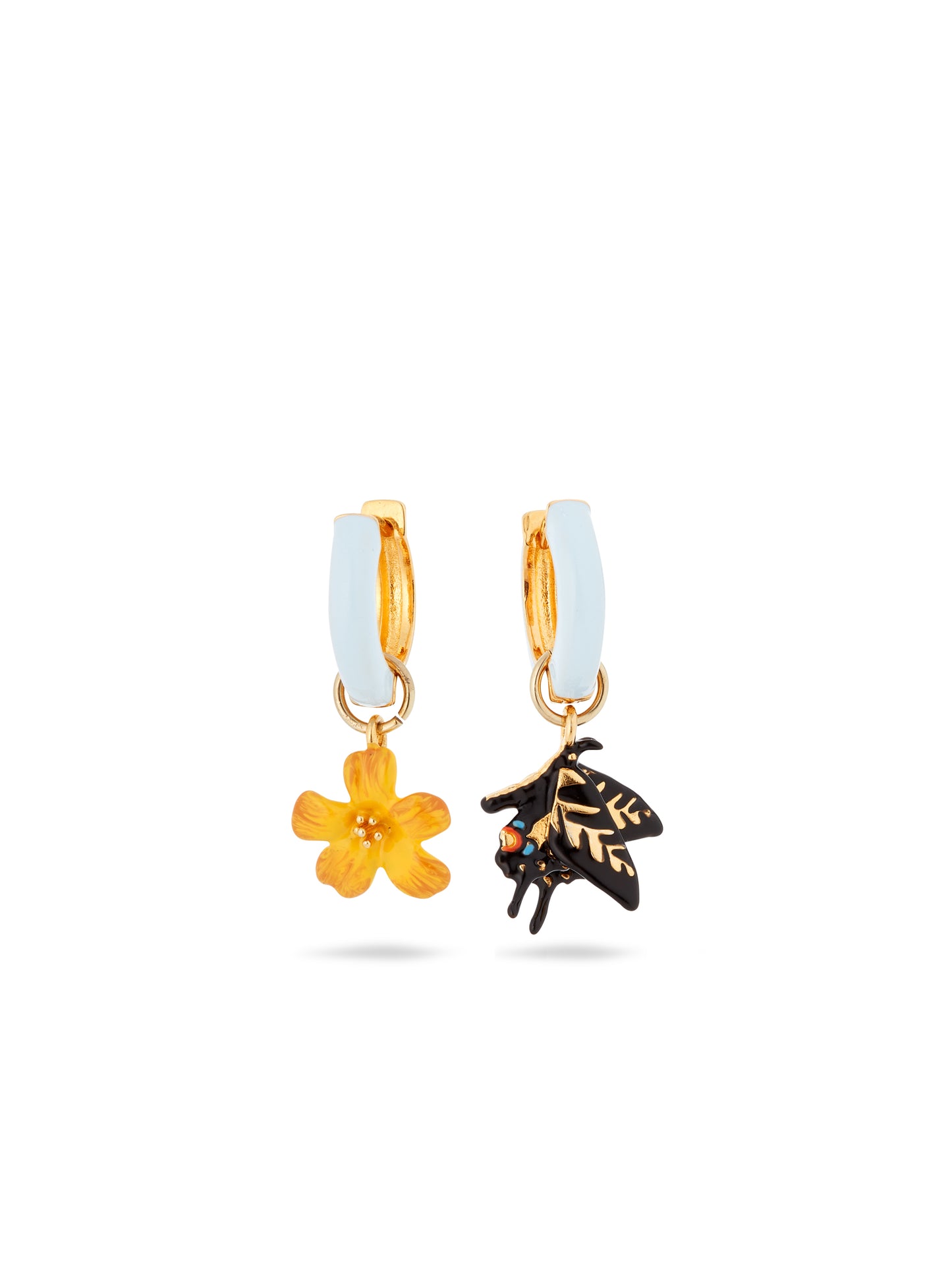 Asymmetrical Butterfly And Jasmine Flower Earrings | autr1031