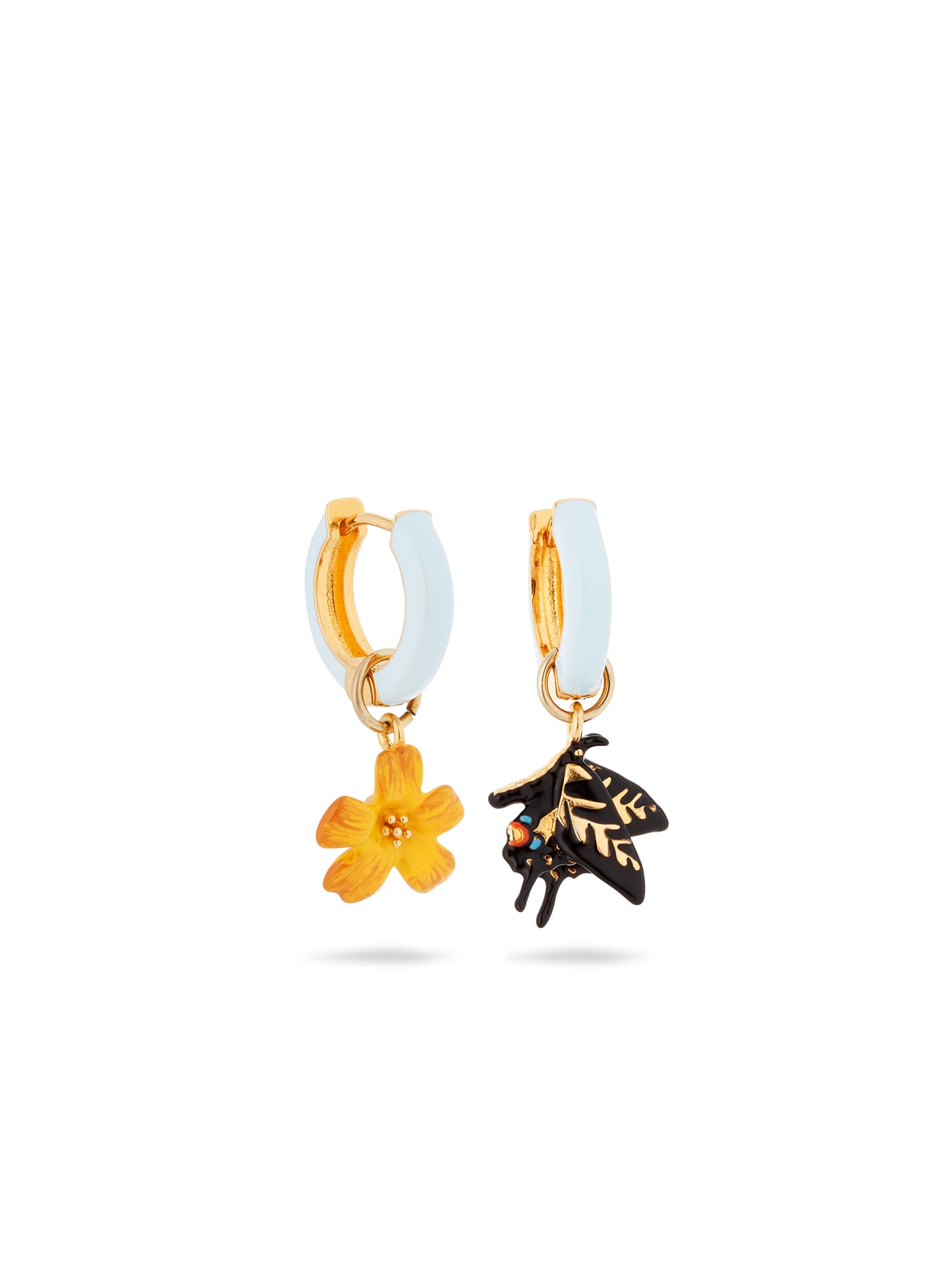 Asymmetrical Butterfly And Jasmine Flower Earrings | autr1031
