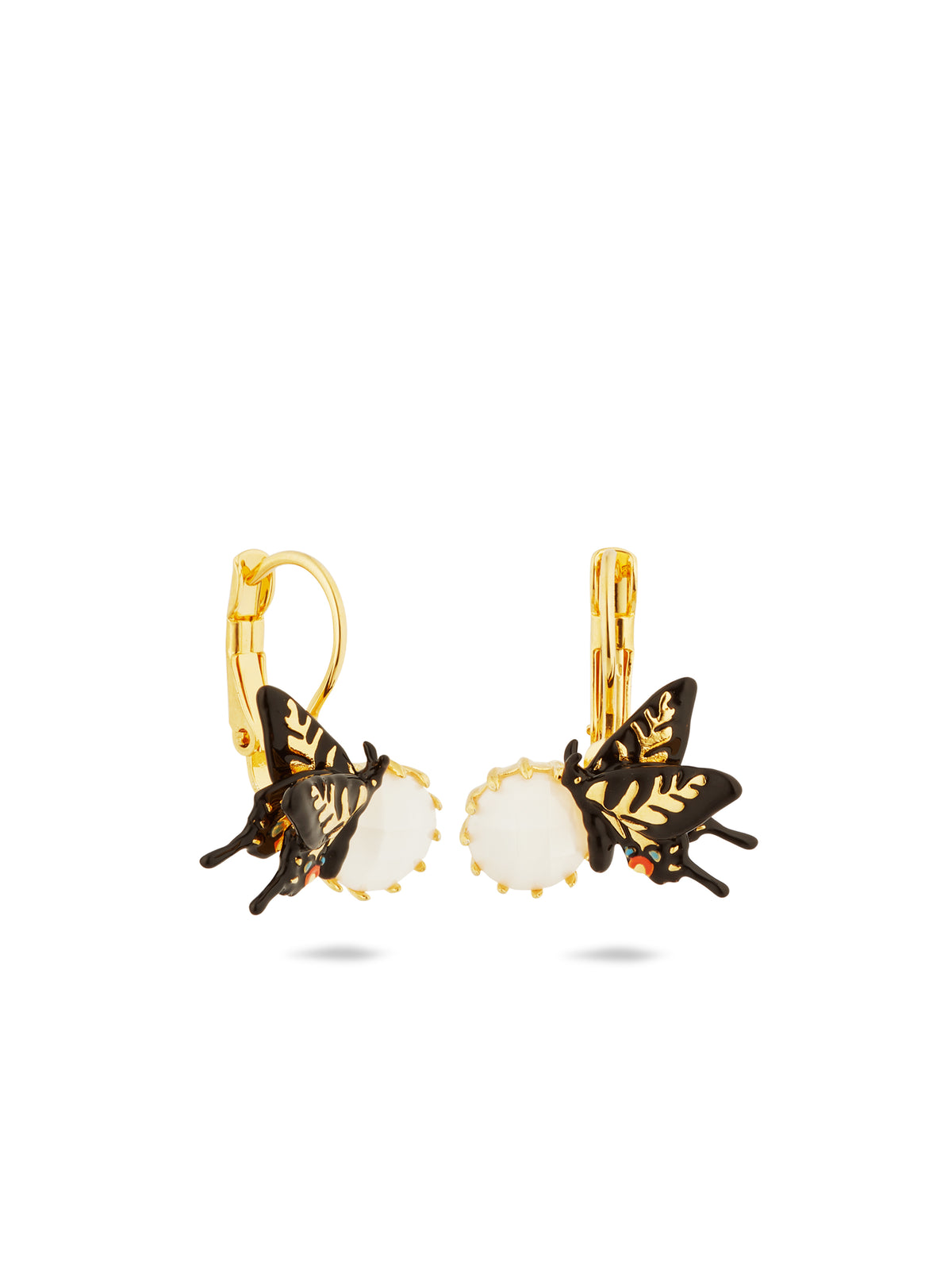 Sleeper Earrings, Butterfly And Faceted Crystal | autr1041