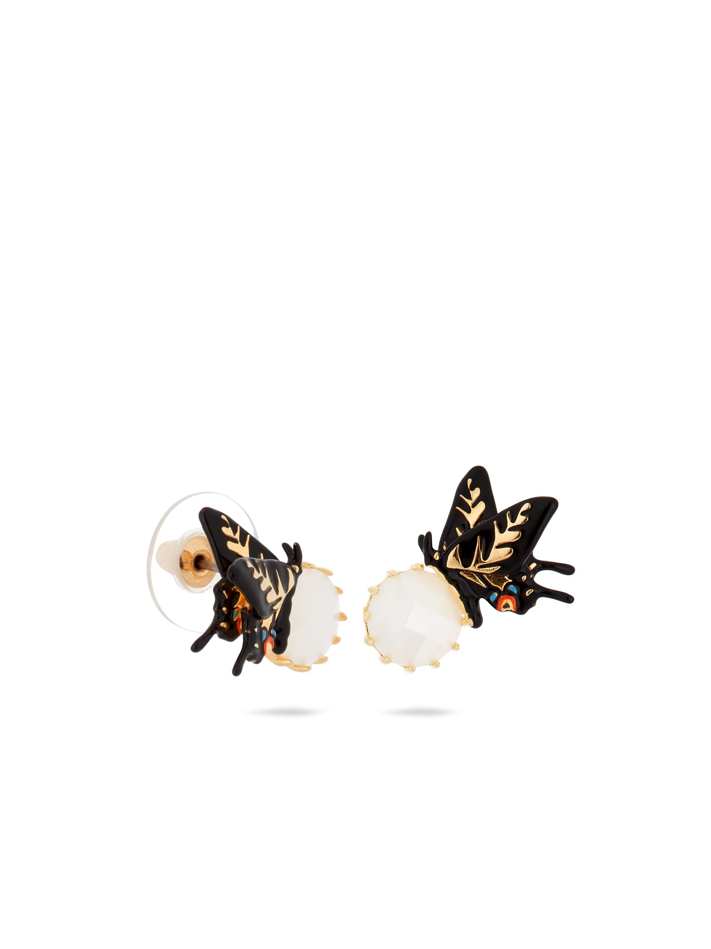 Sleeper Earrings, Butterfly And Faceted Crystal | autr1041