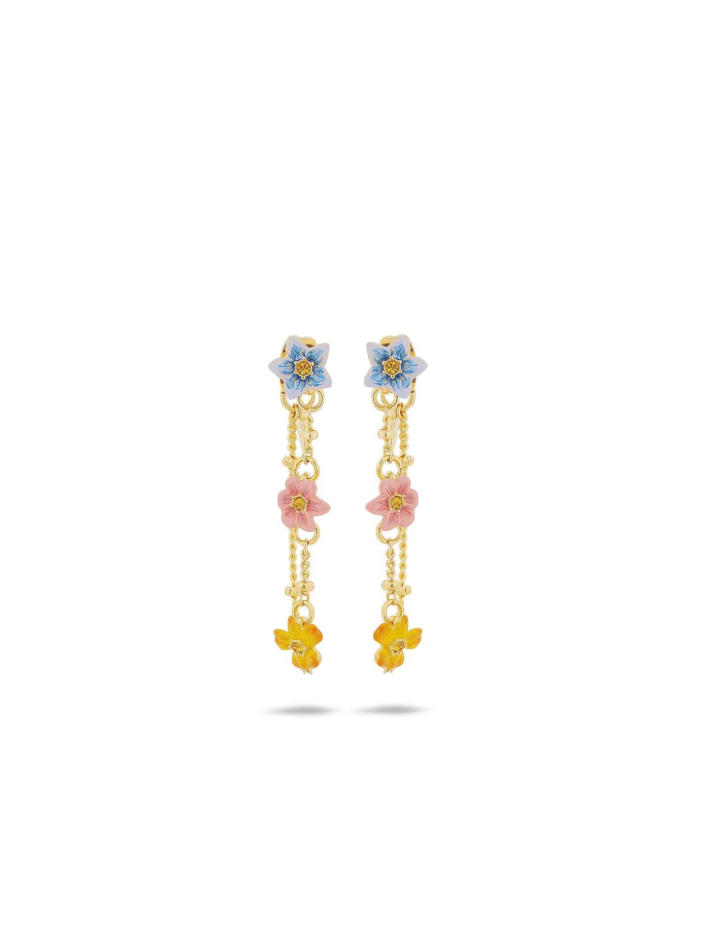 Dangle Earrings With 3 Colourful Jasmine Flowers