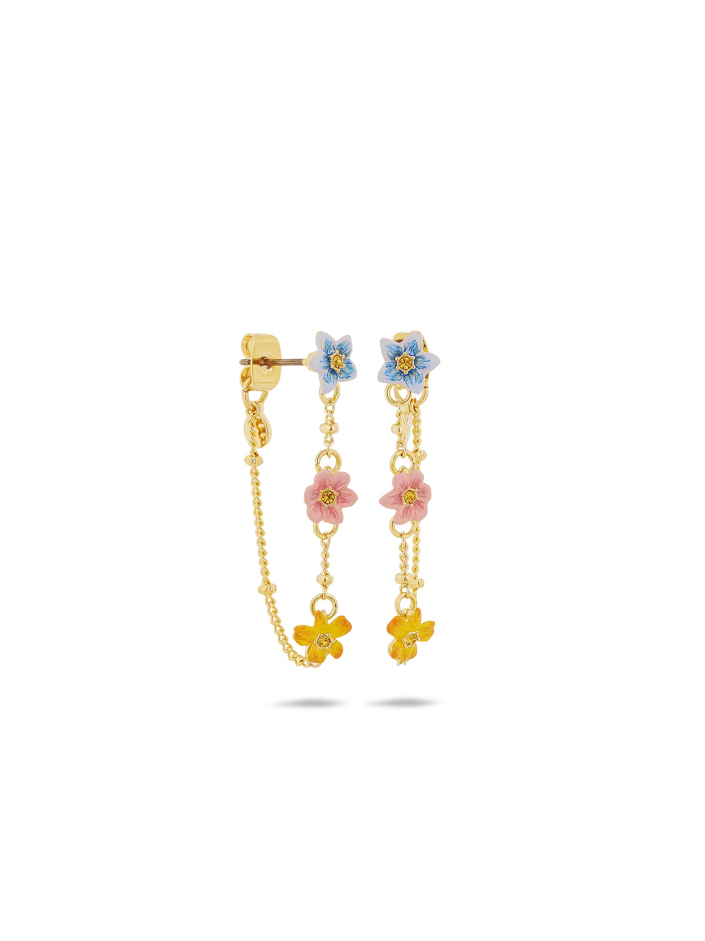 Dangle Earrings With 3 Colourful Jasmine Flowers