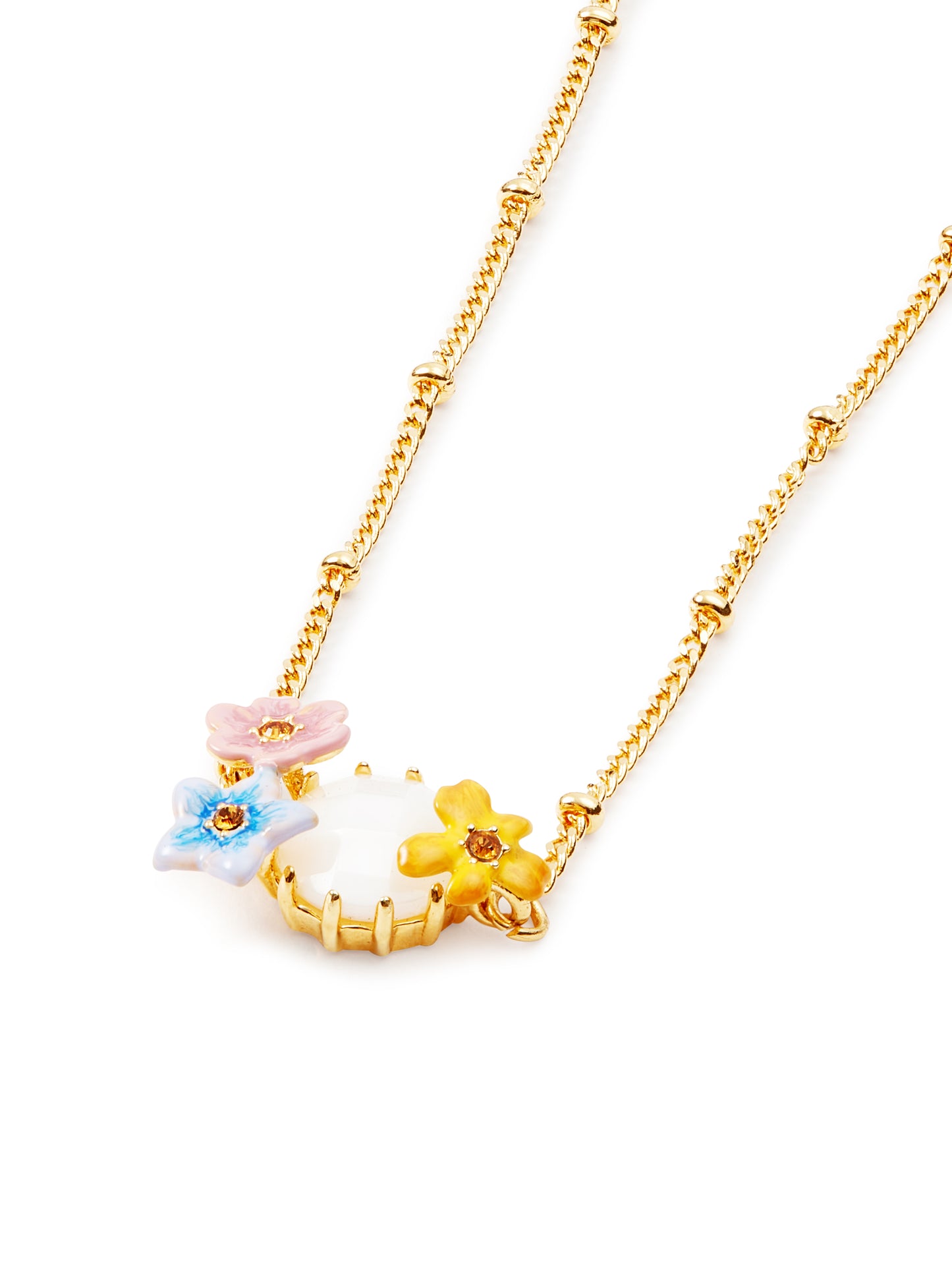 Faceted Crystal And 3 Coloured Jasmine Flowers Fine Bracelet | autr2021