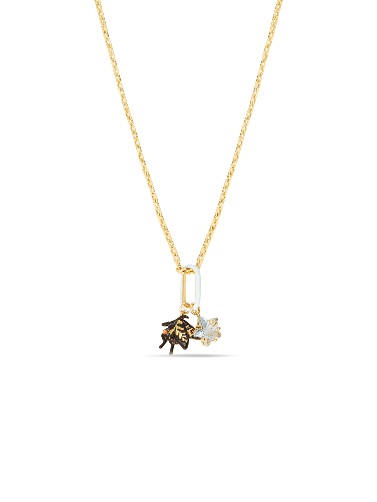 Butterfly And Faceted Star Charm Pendant Necklace | autr3021