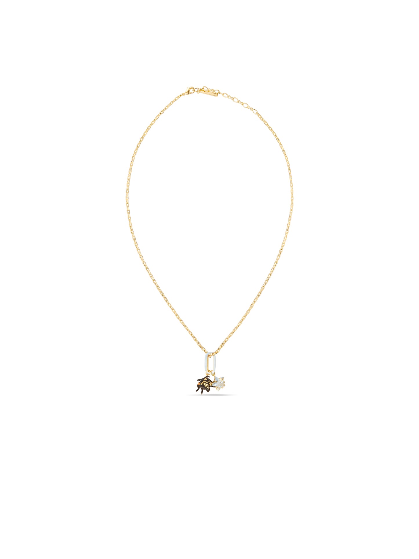 Butterfly And Faceted Star Charm Pendant Necklace | autr3021
