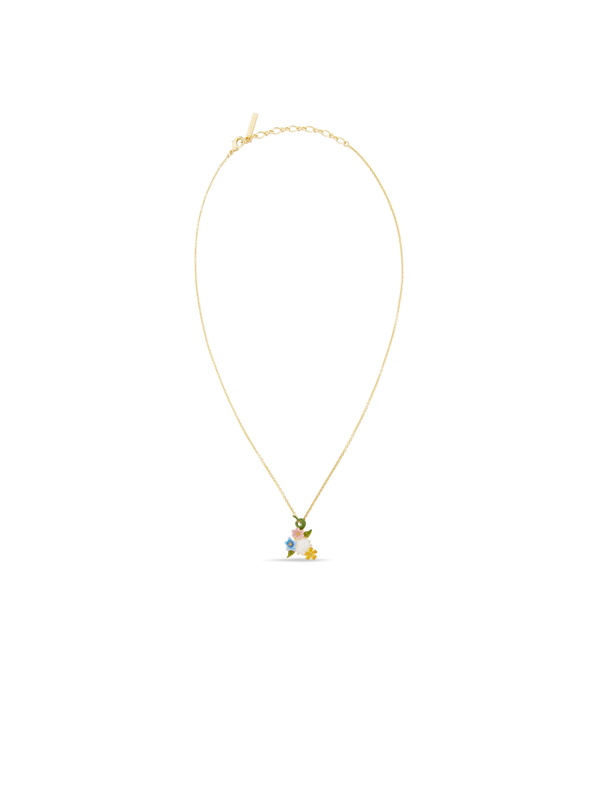 Pendant Necklace With 3 Colourful Jasmine Flowers And Faceted Stone | autr3031