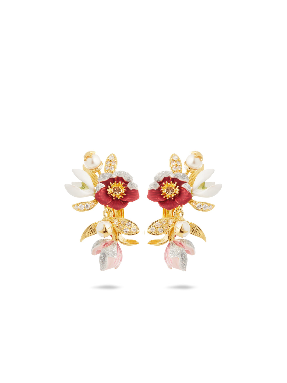 Hellebore Flower, Snowdrops And Crystal Earrings | auvh1011