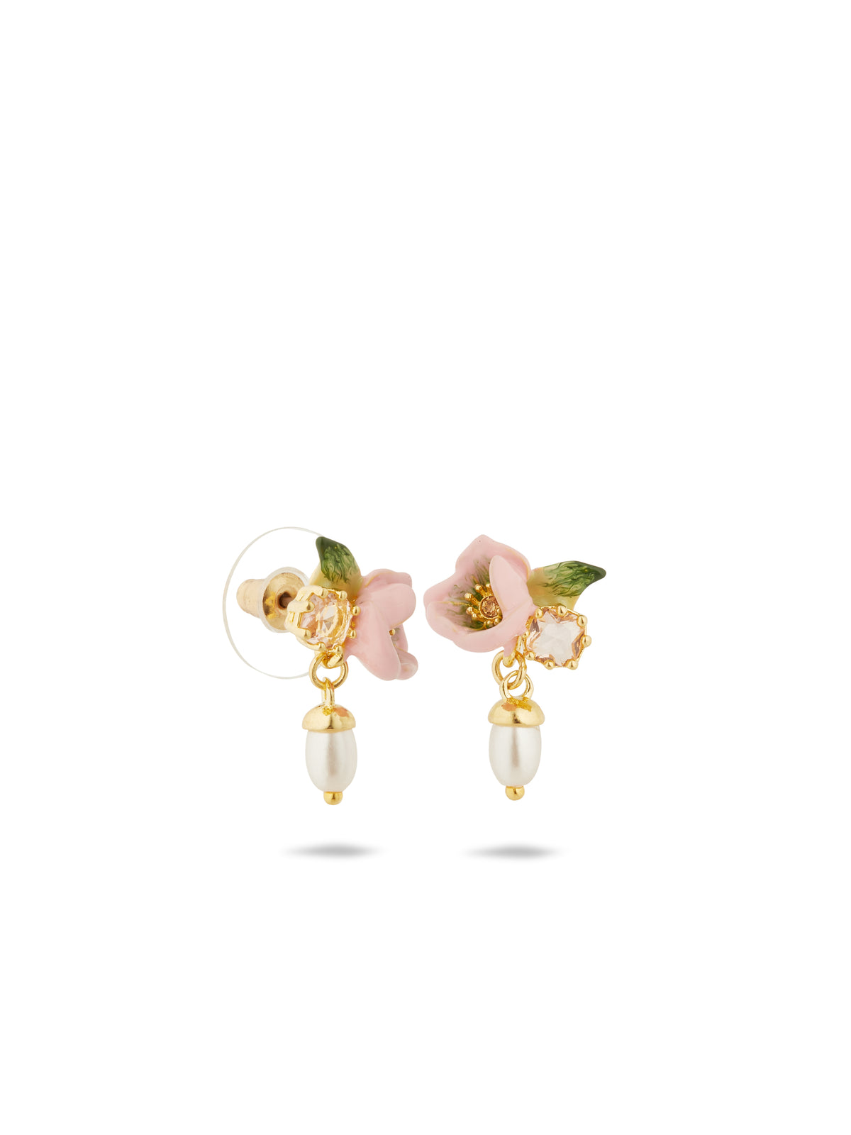 Hellebore Christmas Rose & Crystal Pearl Earrings | auvh1051
