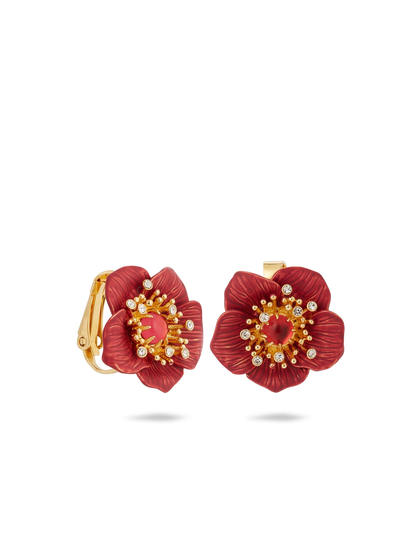 Red Hellebore Christmas Flower Earrings