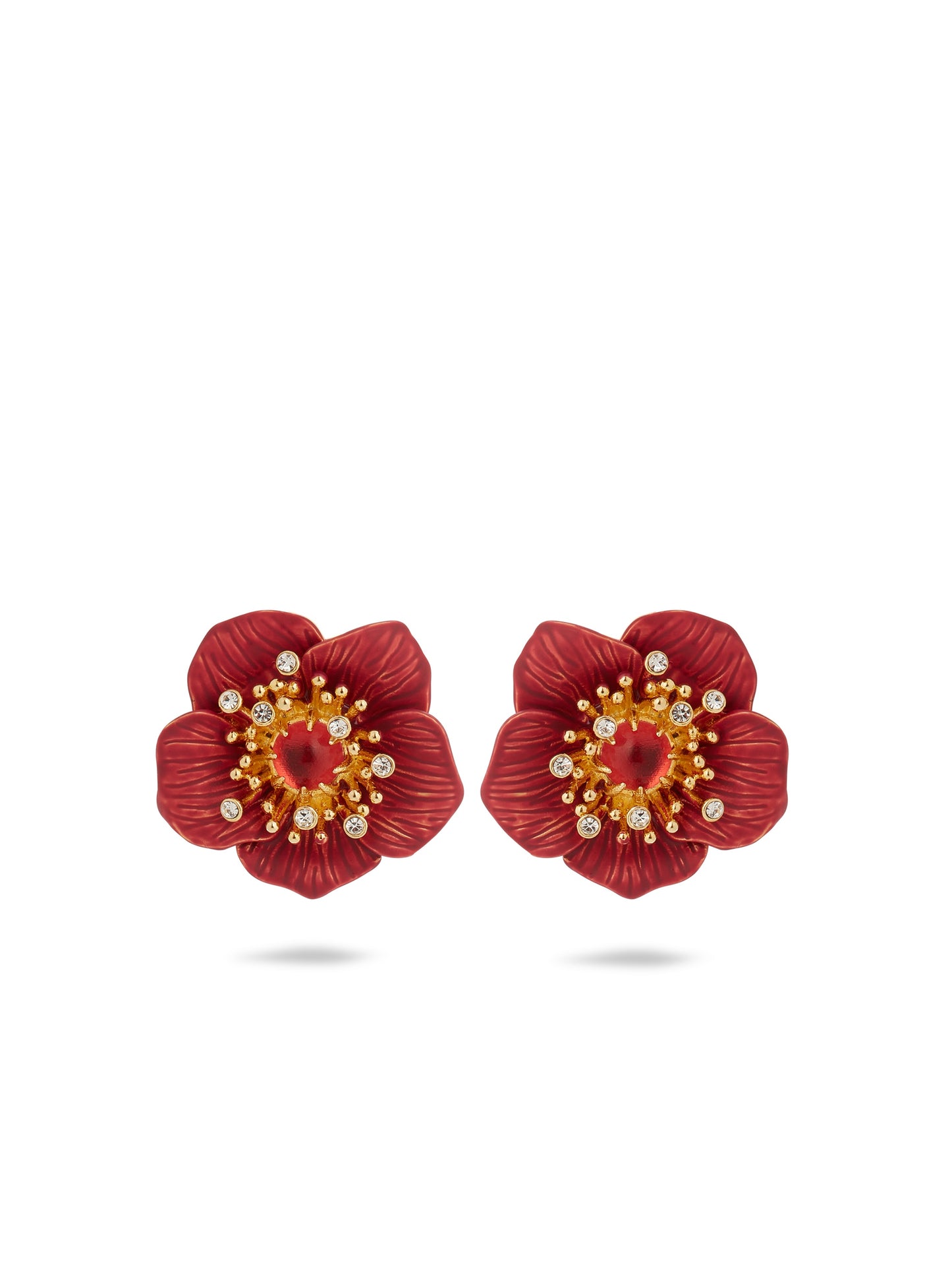 Red Hellebore Christmas Flower Earrings