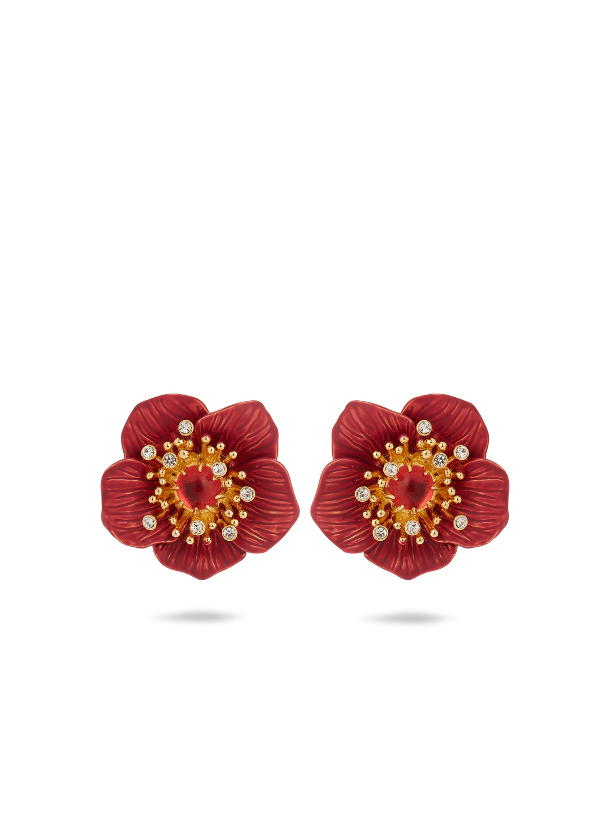 Red Hellebore Christmas Flower Earrings | auvh1061