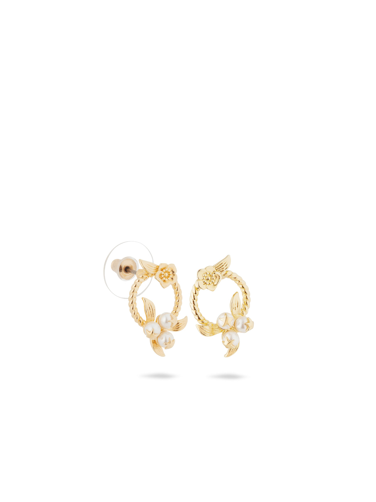 AUVH1091 Flower And Golden Beads Sleeper Earrings | auvh1091