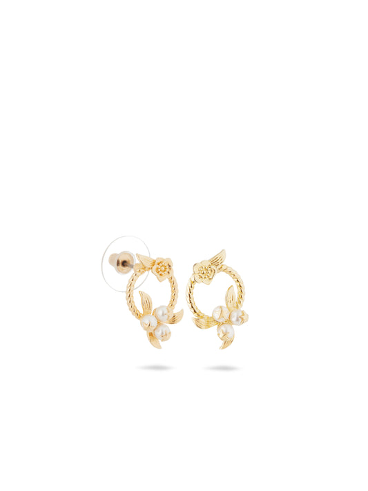AUVH1091 Flower And Golden Beads Sleeper Earrings | auvh1091