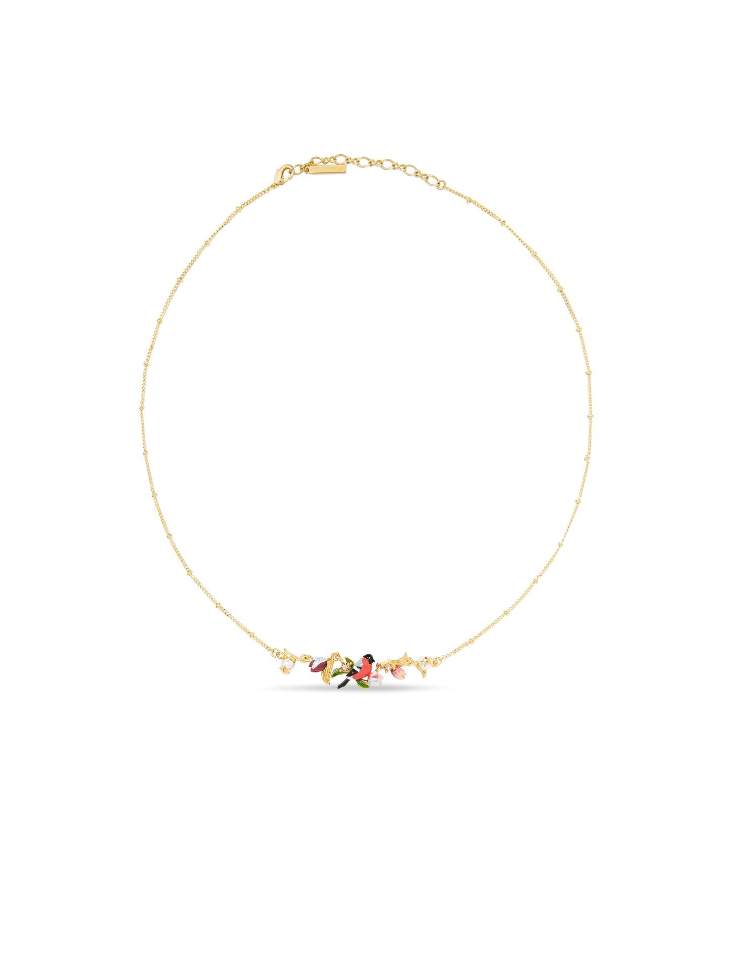 Hellebore Flower And Bullfinch Statement Necklace | auvh3021