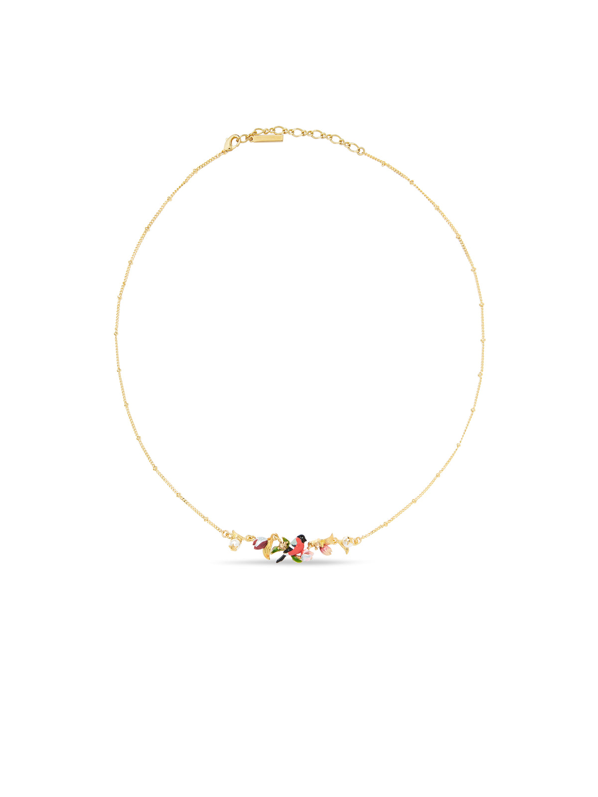 Hellebore Flower And Bullfinch Statement Necklace | auvh3021