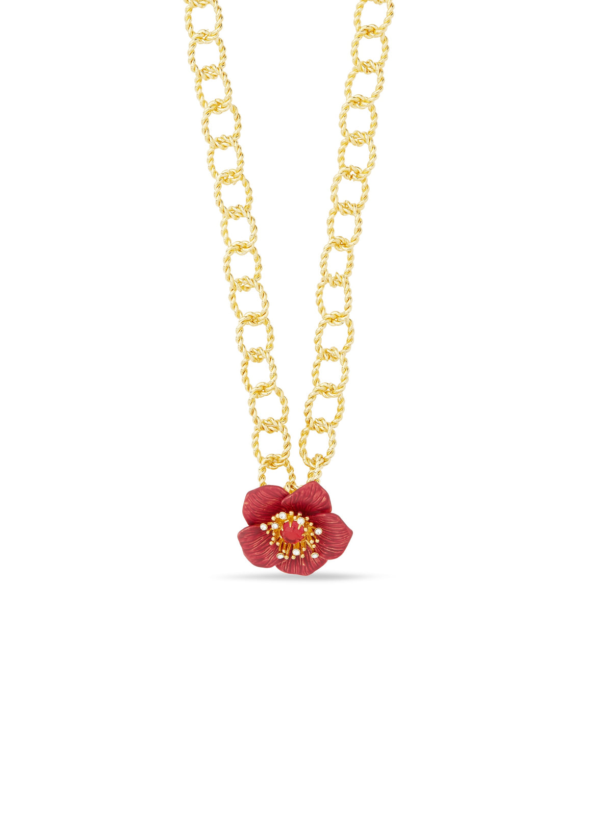 Red Hellebore Flower Pendant Necklace | auvh3051