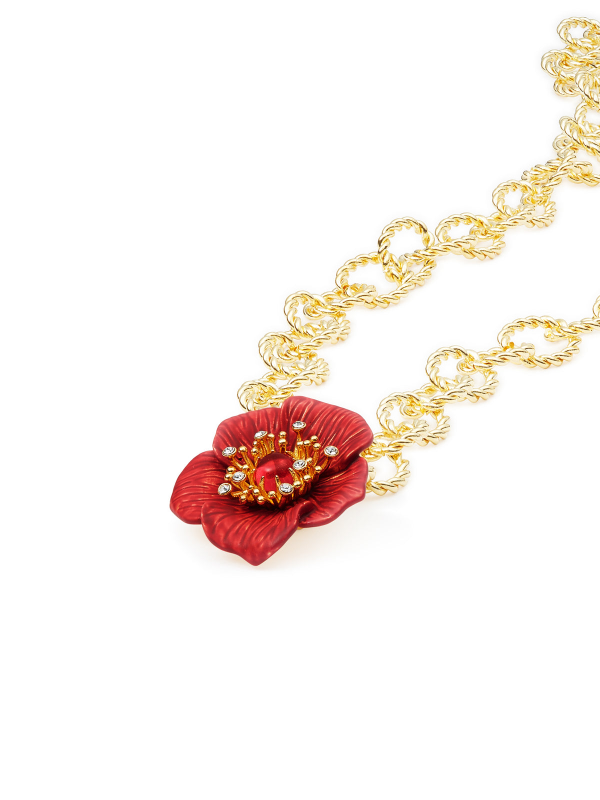 Red Hellebore Flower Pendant Necklace | auvh3051