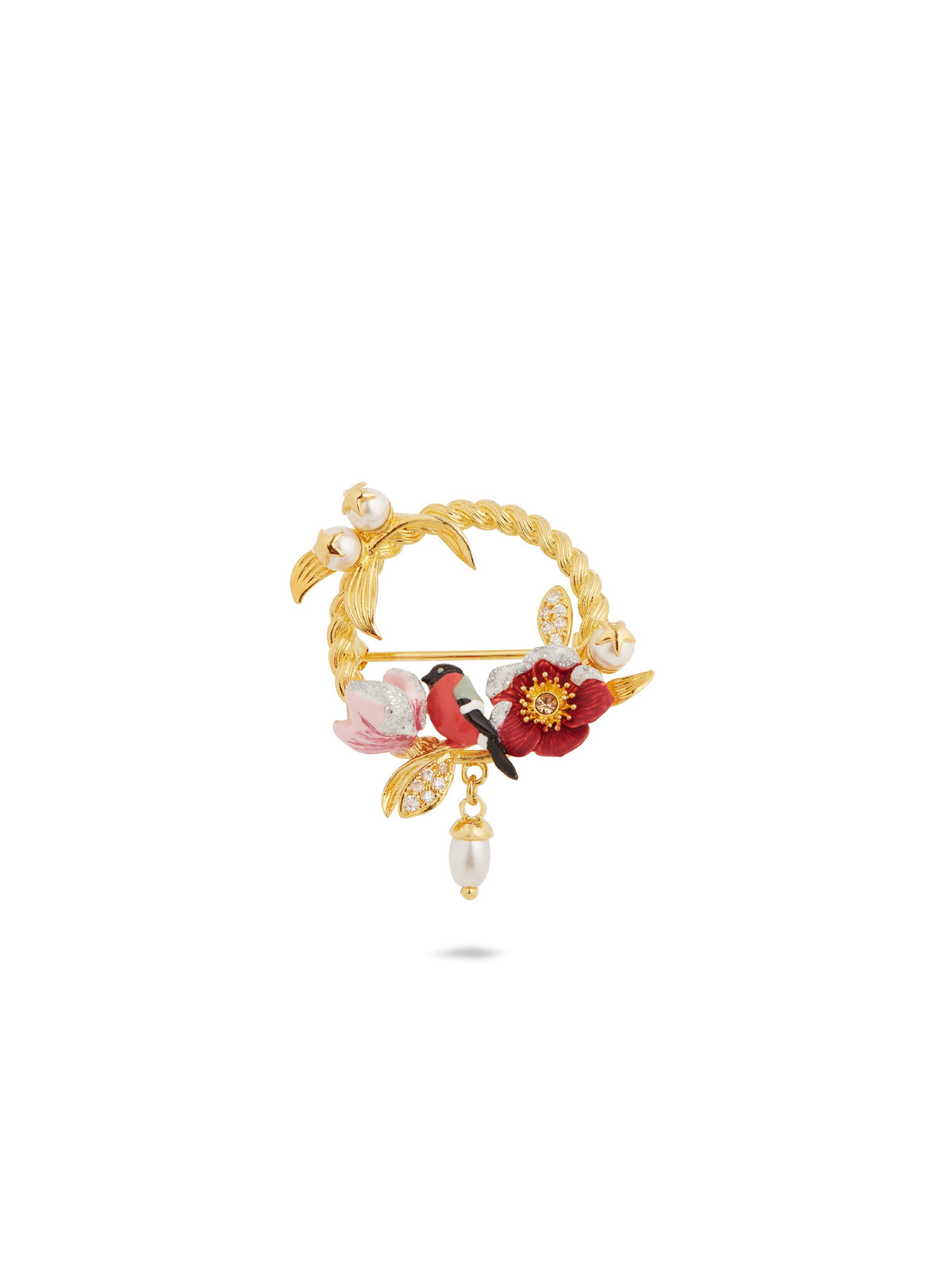 Hellebore Flower & Bullfinch Brooch | auvh5011