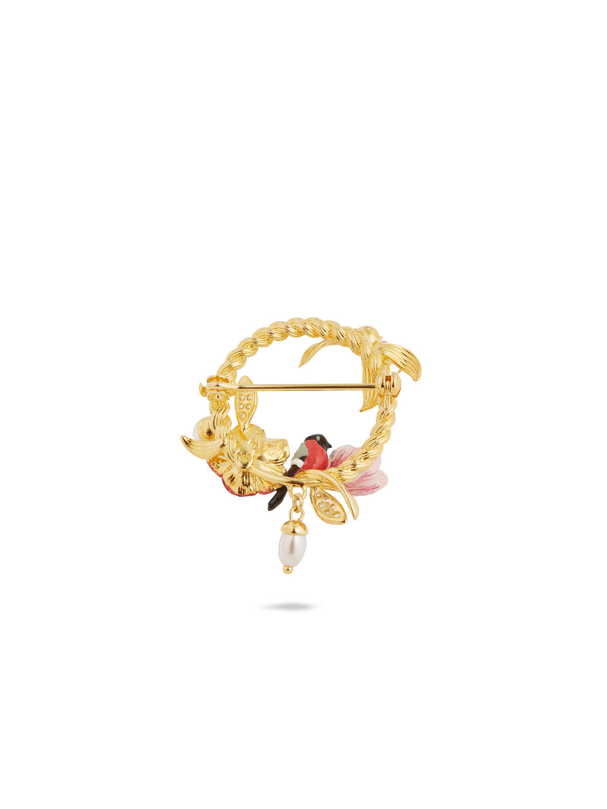 Hellebore Flower & Bullfinch Brooch | auvh5011