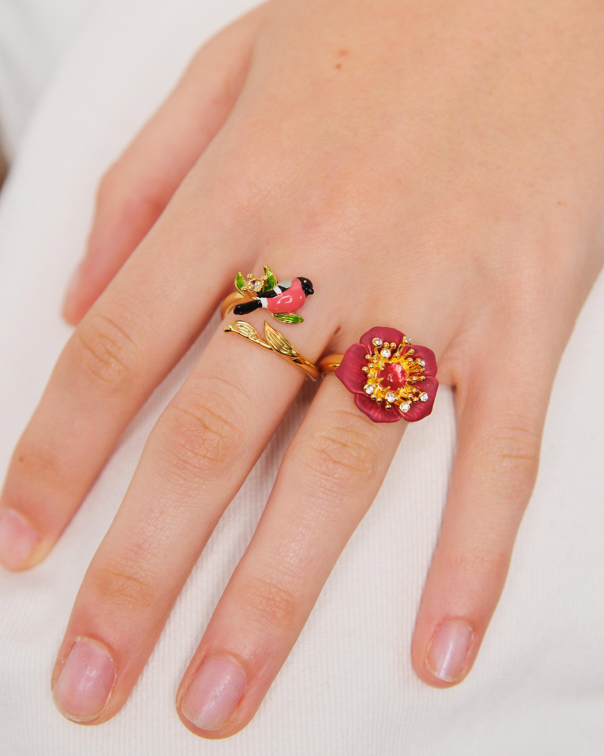 Fine Ring With Red Hellebore Flower | auvh6031