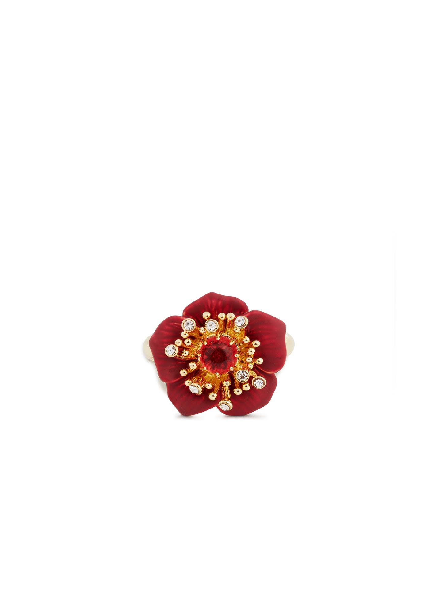 Fine Ring With Red Hellebore Flower