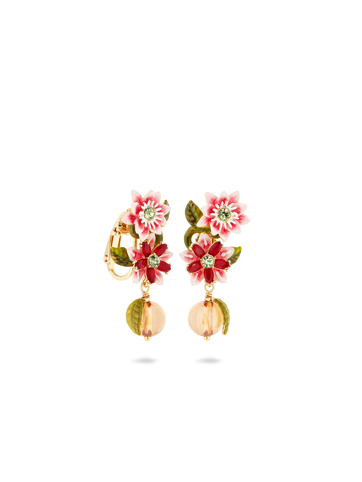 Passion Flower And Crystal Bead Earrings | auvi1011
