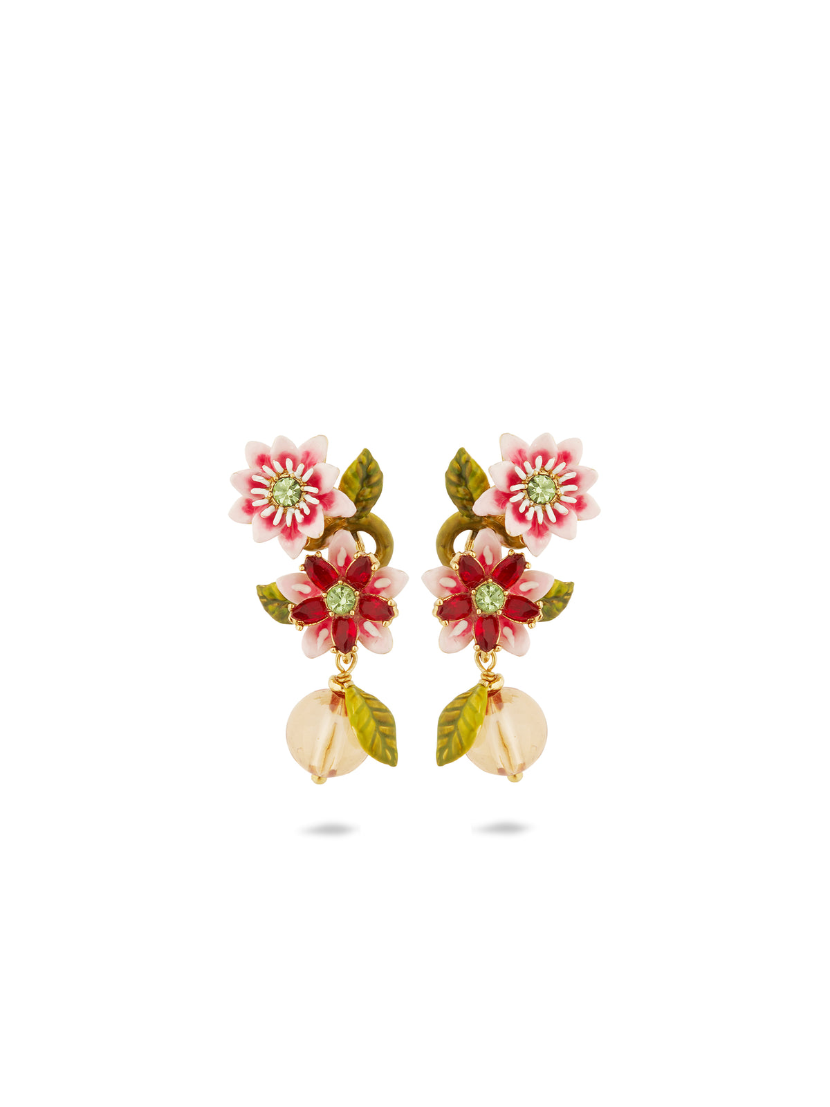 Passion Flower And Crystal Bead Earrings | auvi1011