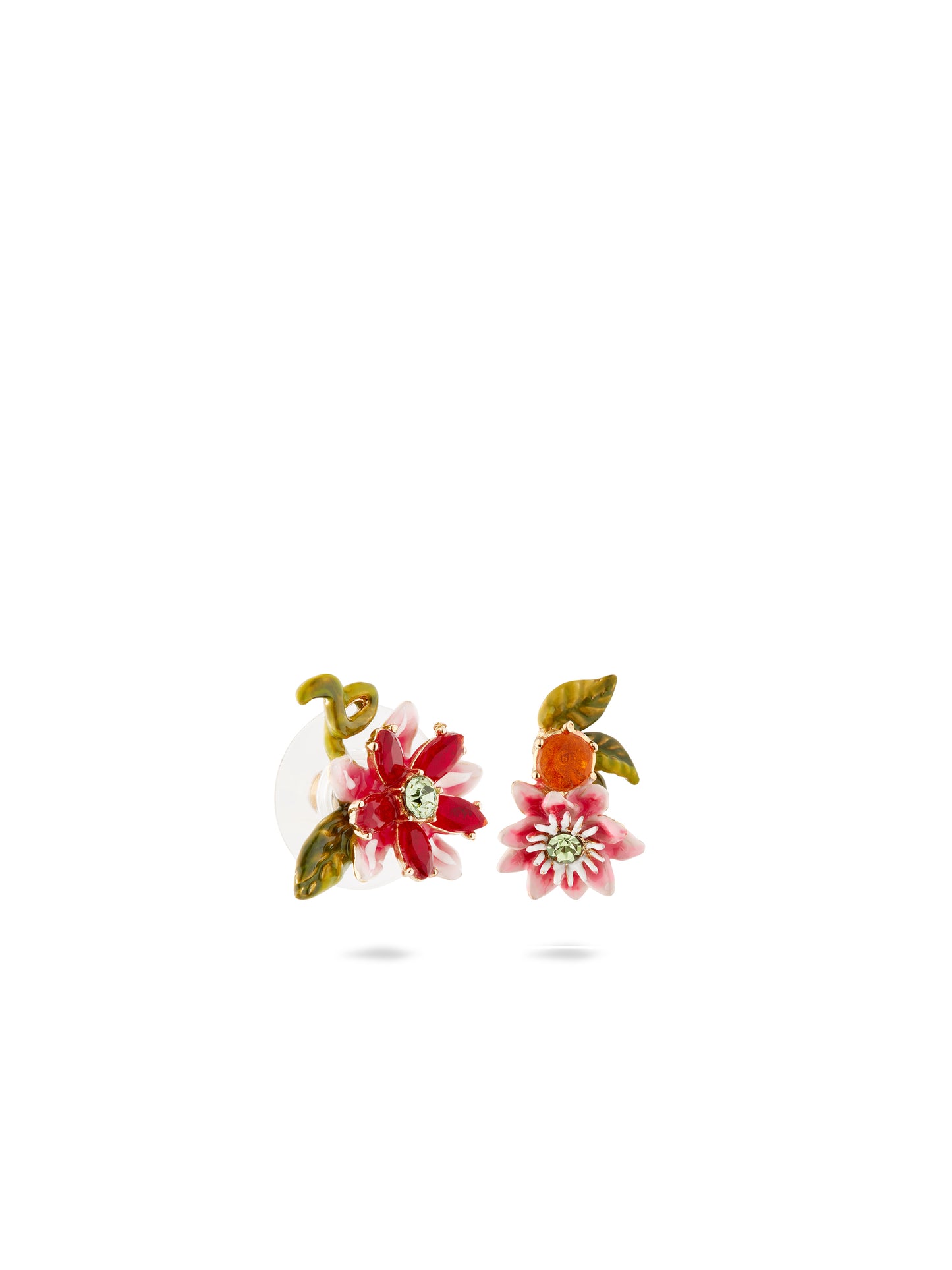 Asymmetrical Passion Flower Post Earrings