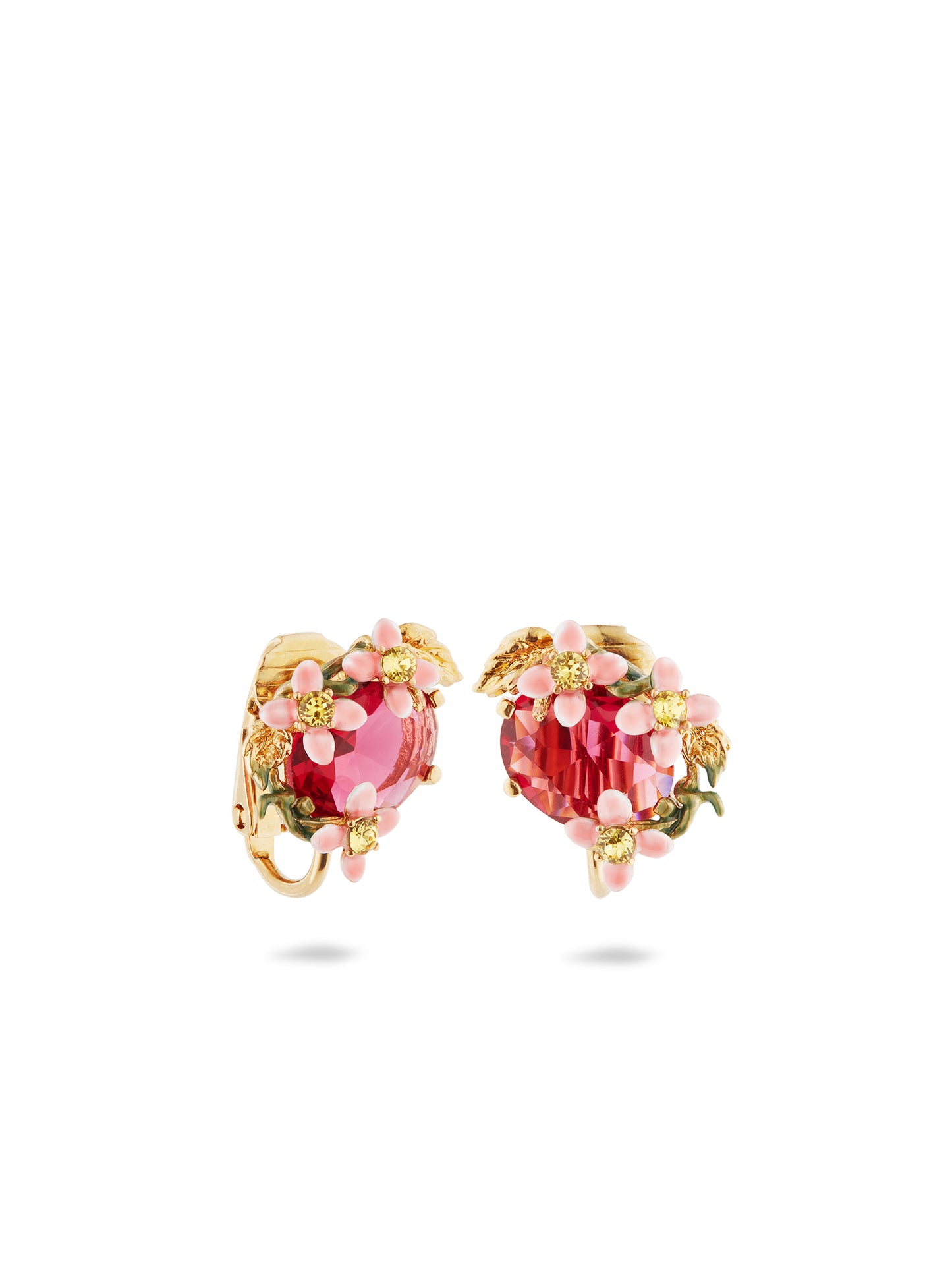 Faceted Bead And Pink Clematis Montana Earrings | auvi1031