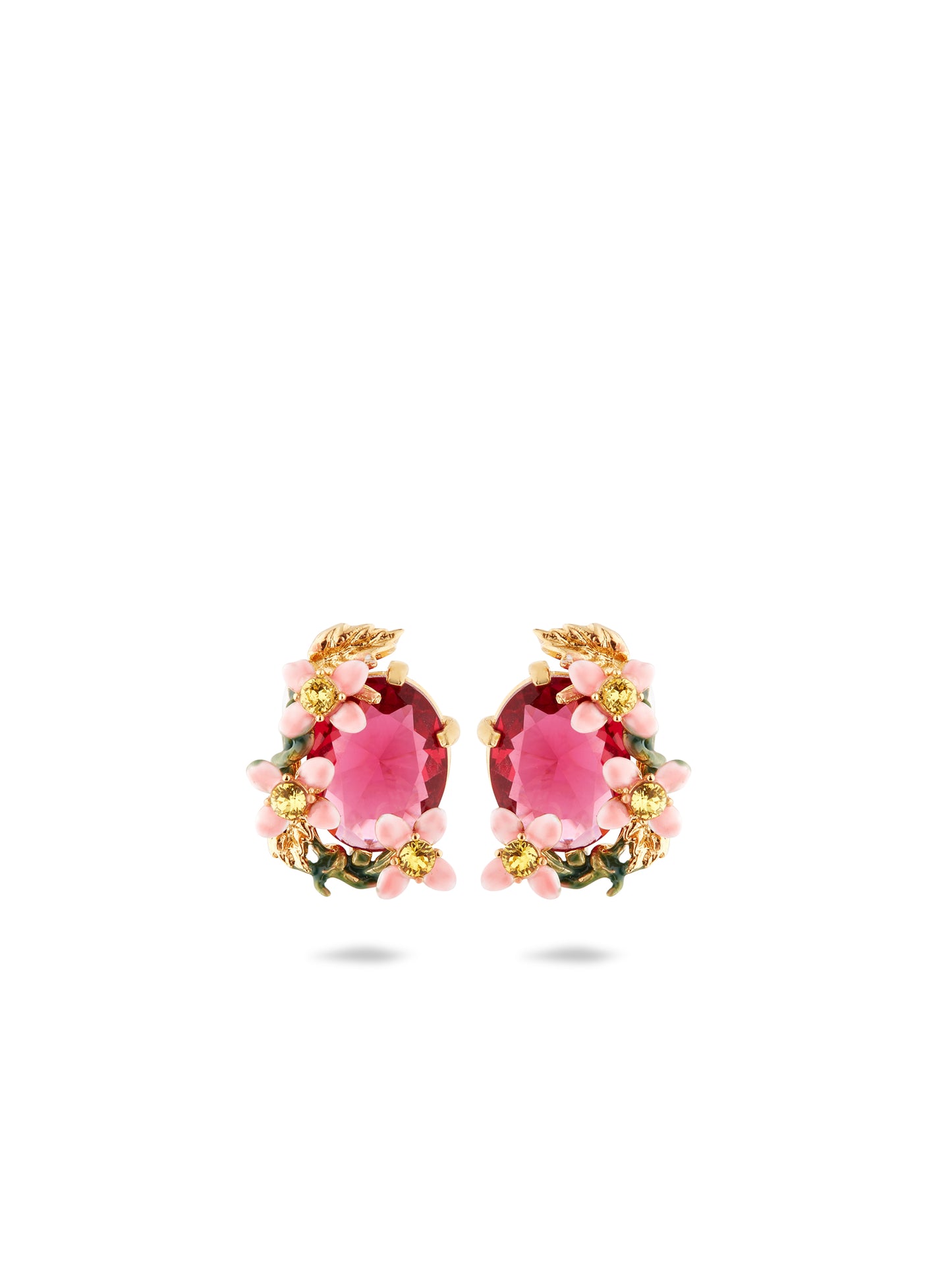 Faceted Bead And Pink Clematis Montana Earrings | auvi1031