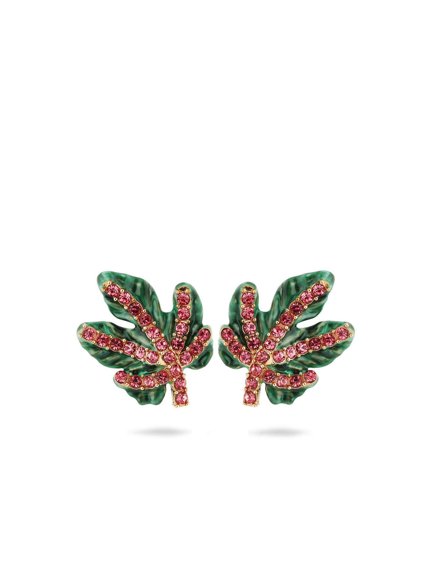 Vine Leaf And Faceted Crystal Earrings