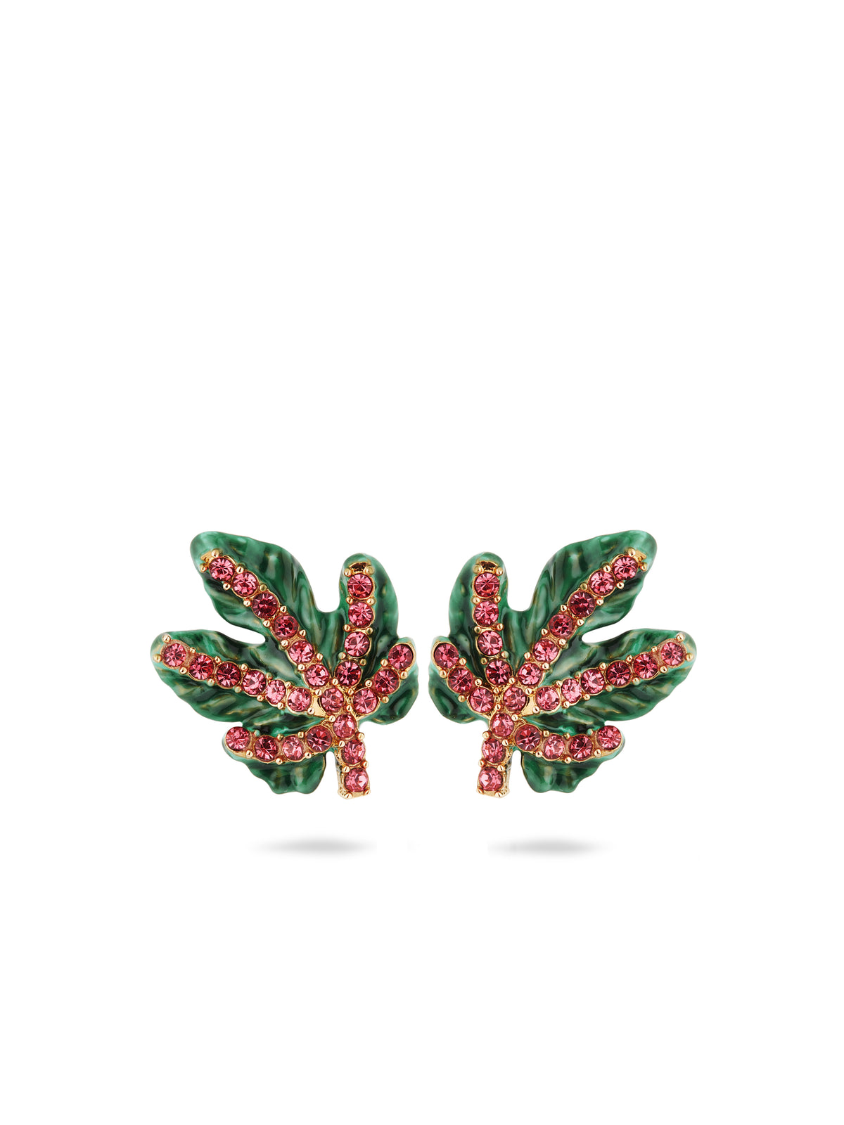 Vine Leaf And Faceted Crystal Earrings | auvi1061