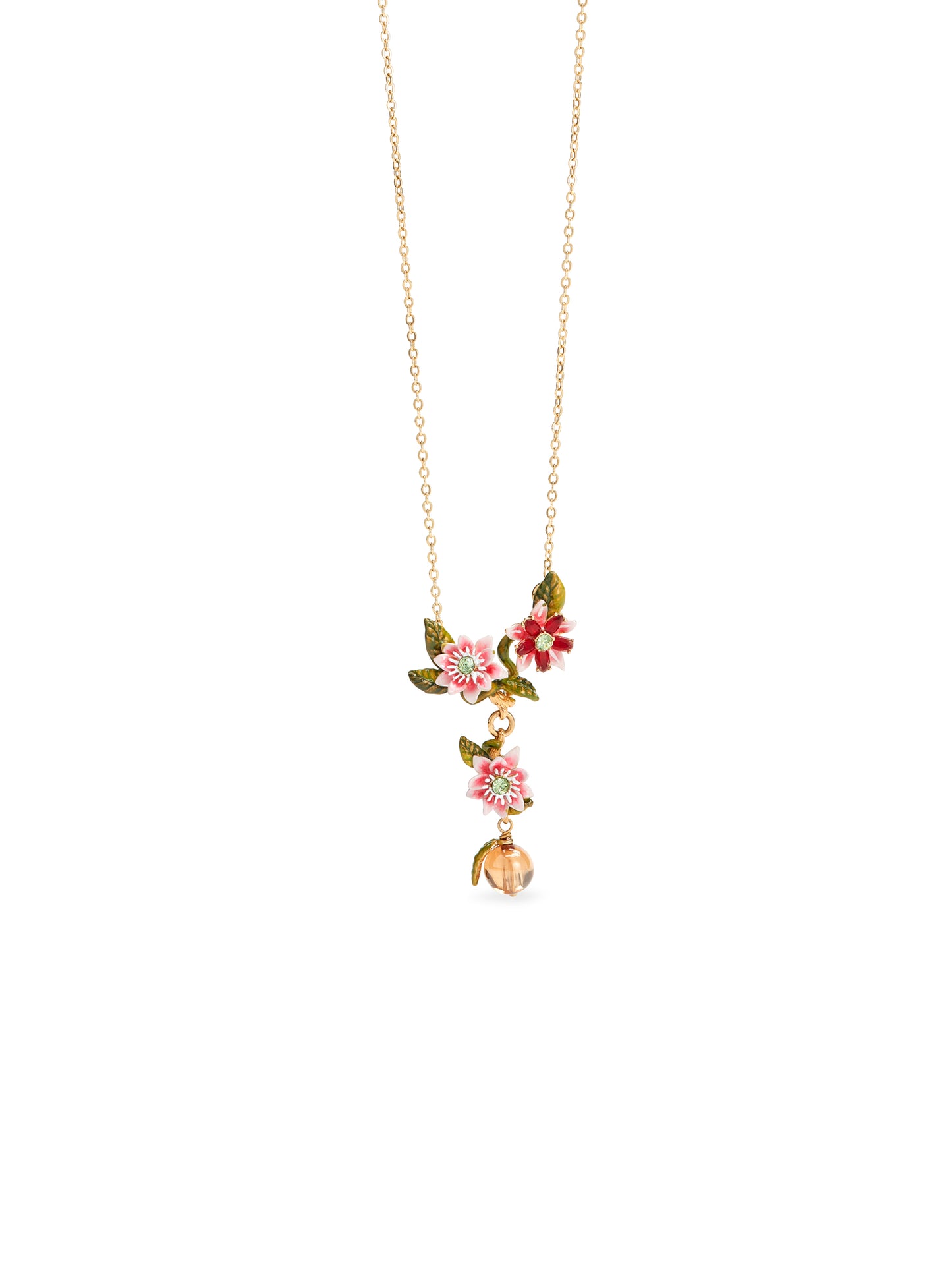 Passion Flower And Crystal Bead Necklace | auvi3021