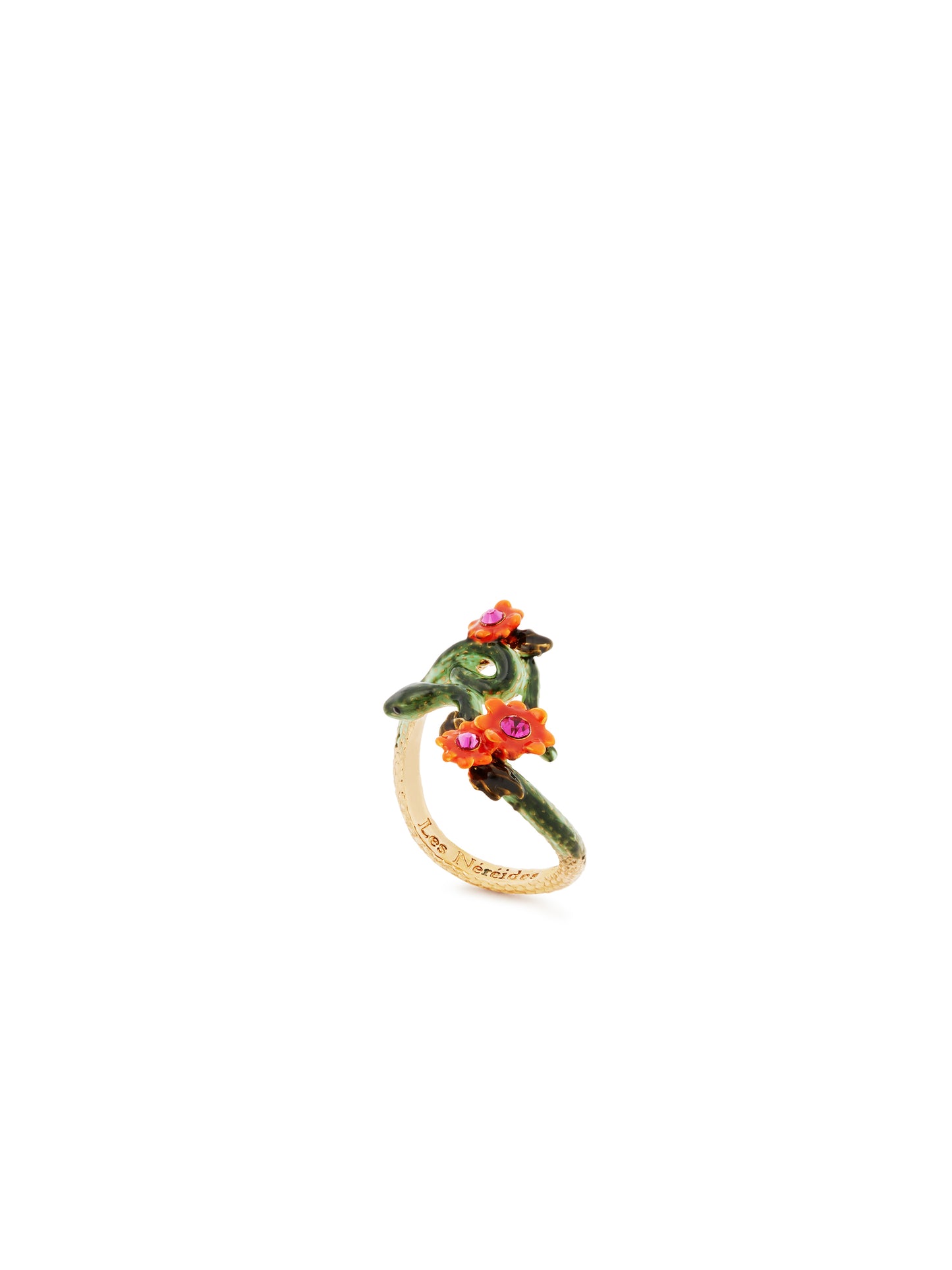 Snake And Orange Flowers Cocktail Ring | auvi6031