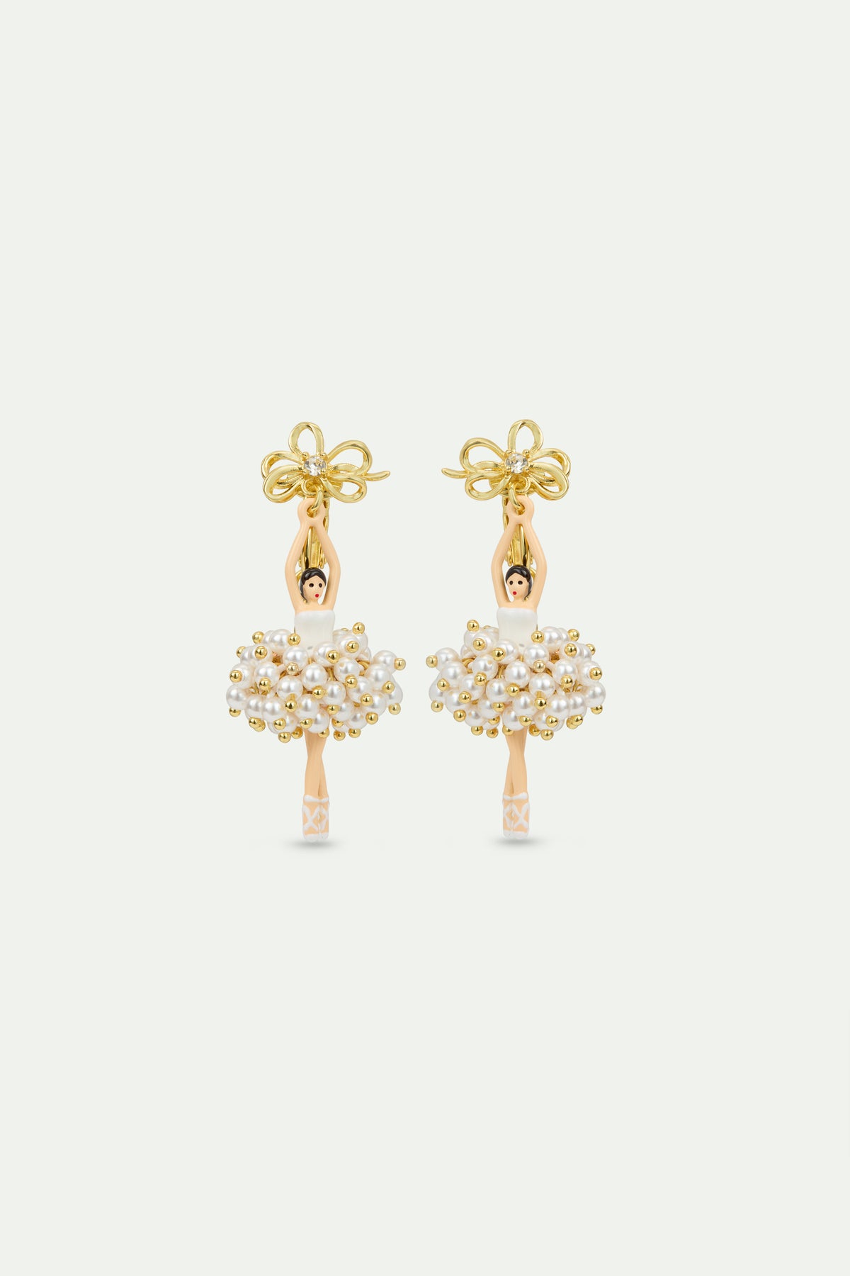 White And Gold Ballerina Earrings | AVDD1151