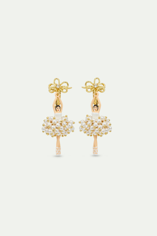 White And Gold Ballerina Earrings